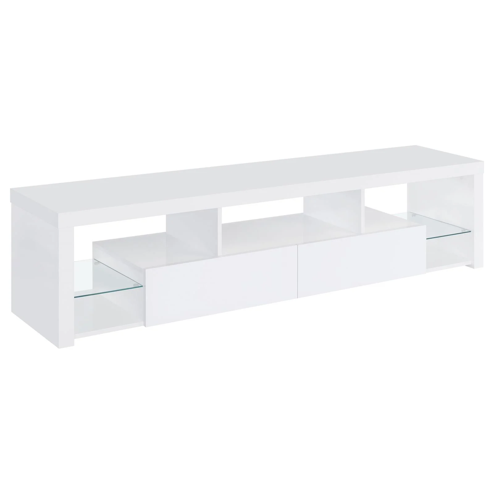 Coaster Furniture Jude 704251 2-Drawer Engineered Wood 71″ TV Stand – High Gloss White