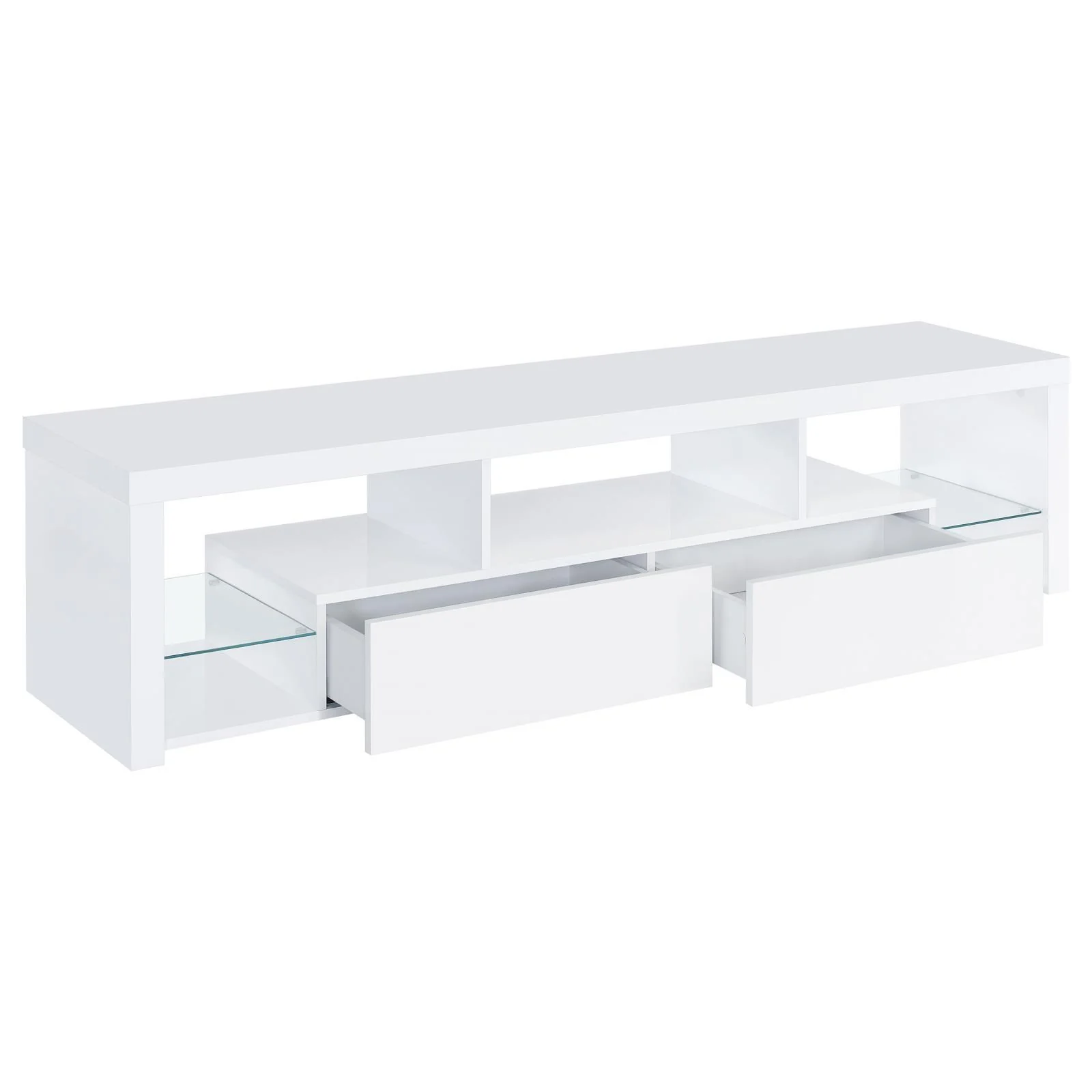 Coaster Furniture Jude 704251 2-Drawer Engineered Wood 71" TV Stand - High Gloss White - Image 3