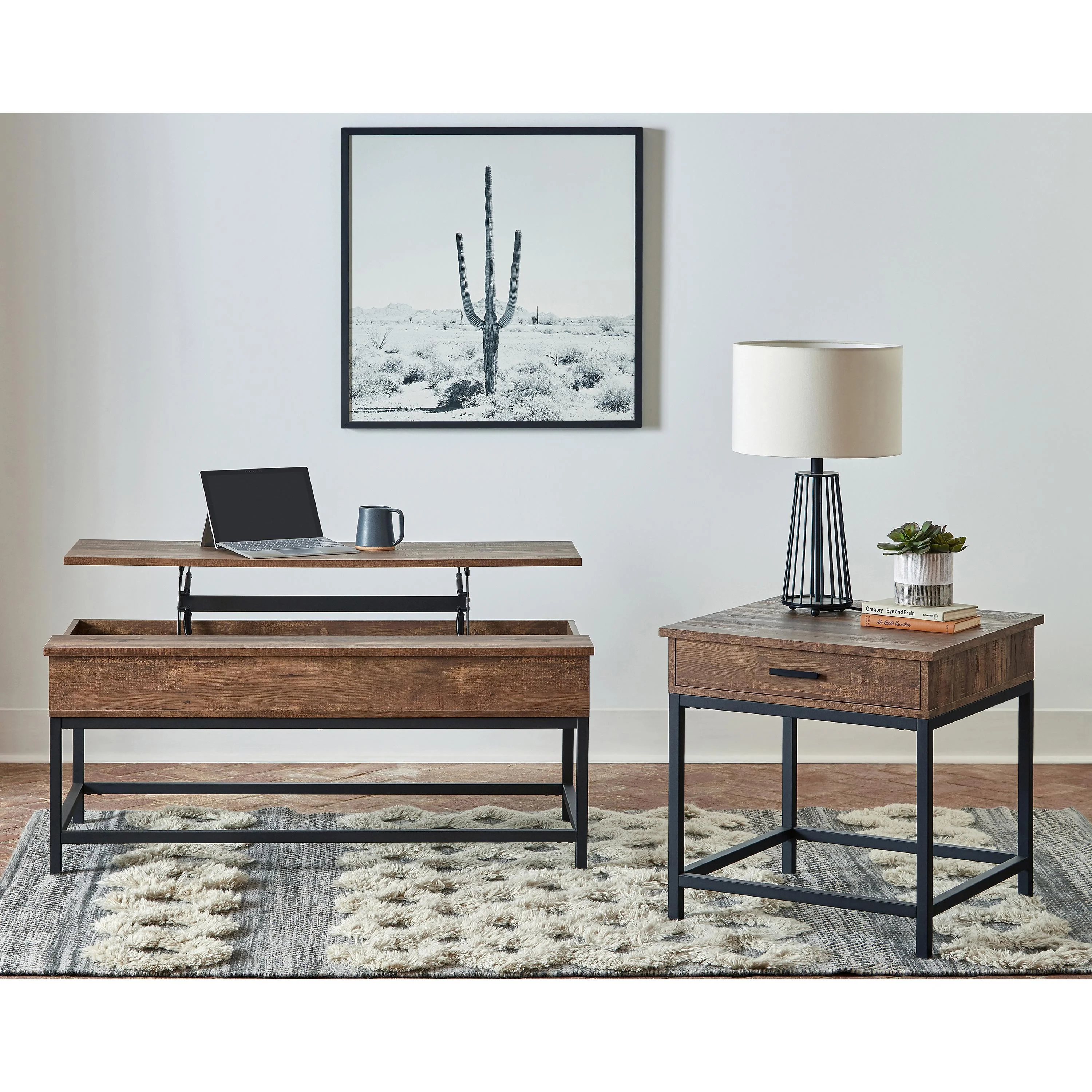 Coaster Furniture Byers 723777 1-Drawer Square Engineered Wood End Table - Brown Oak - Image 2