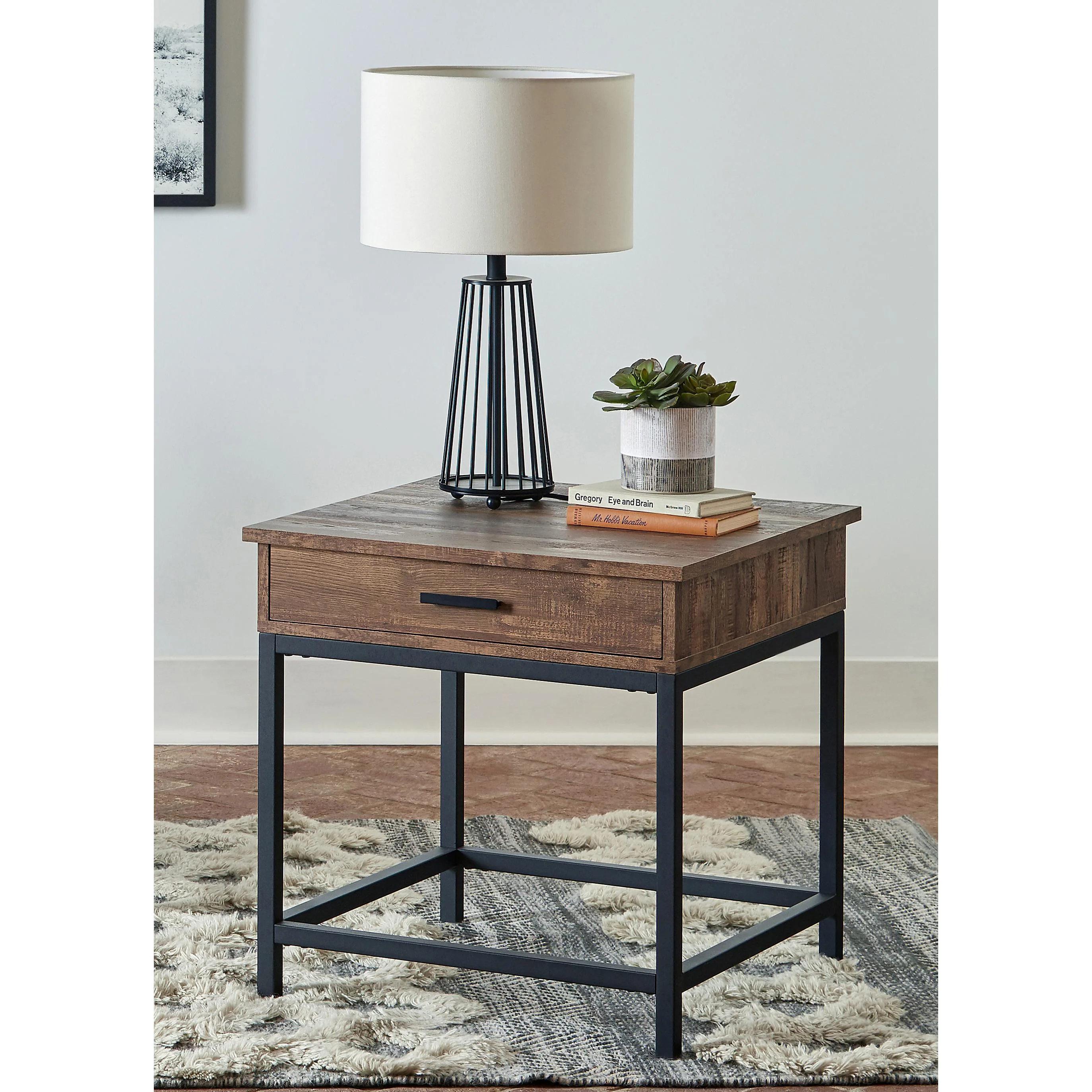 Coaster Furniture Byers 723777 1-Drawer Square Engineered Wood End Table - Brown Oak - Image 3