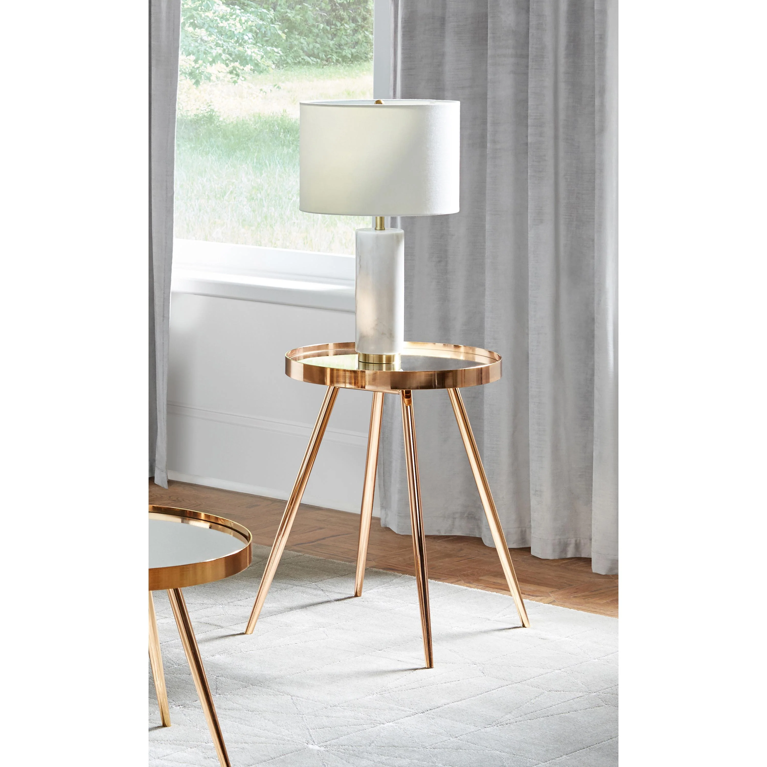 Coaster Furniture Kaelyn 723917 Round Mirror - Top End Side Table - Gold - Image 3