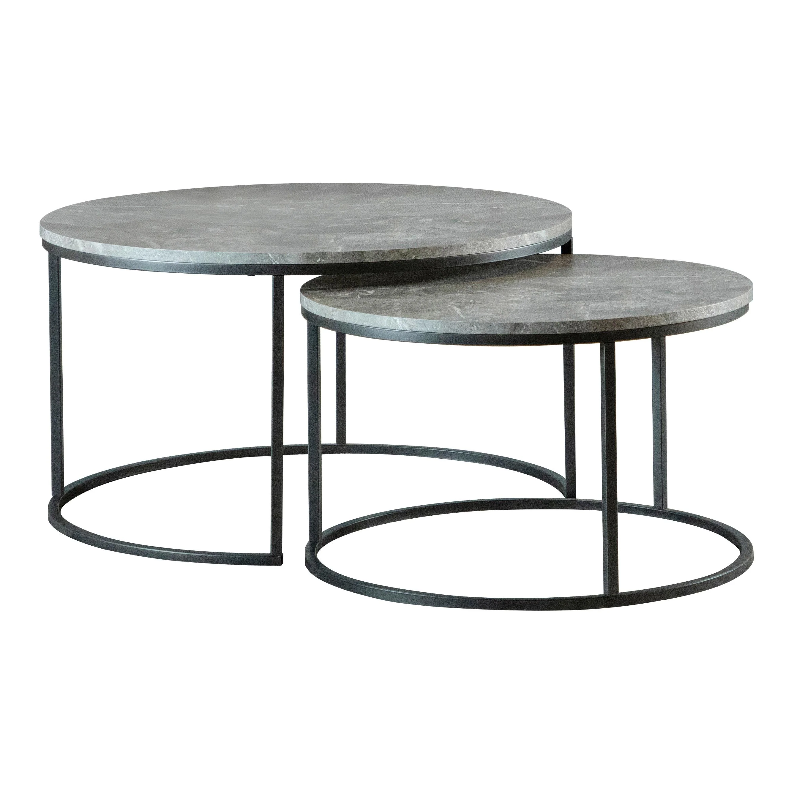 Coaster Furniture Lainey 736028 2-piece Round Faux Marble Nesting Coffee Table - Grey - Image 1
