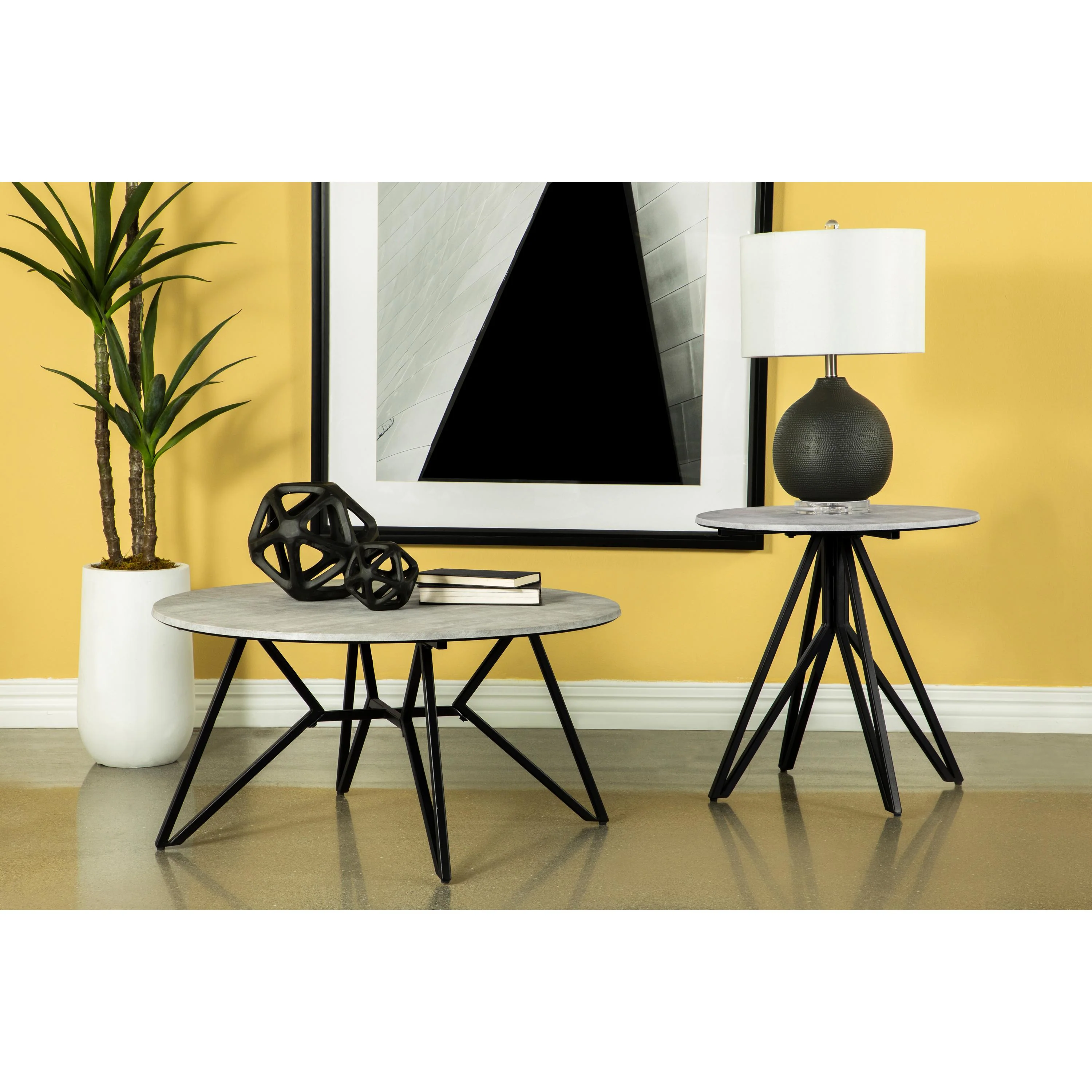 Coaster Furniture Hadi 736178 Round SmartTop Coffee Table - Cement and Gunmetal - Image 2