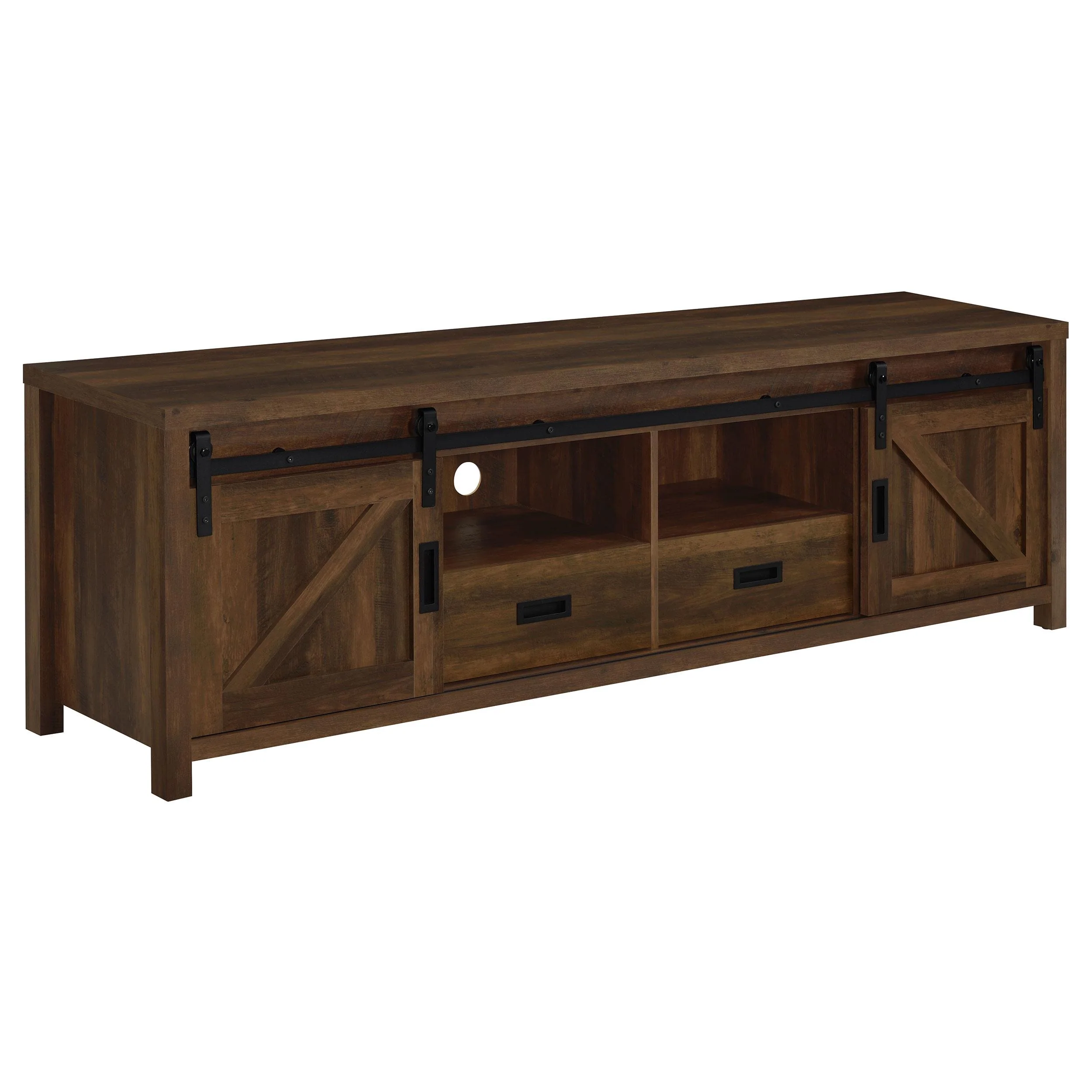 Coaster Furniture Madra 736273 2-door Engineered Wood 79" TV Stand - Dark Pine - Image 1