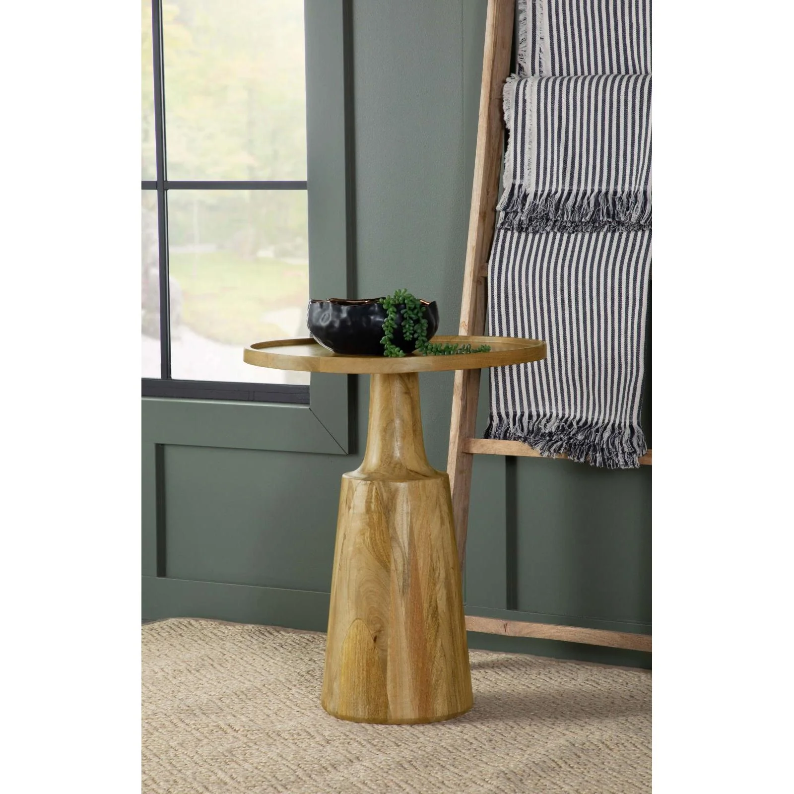 Coaster Furniture Ixia 915105 Round Solid Mango Wood Accent Side Table - Natural - Image 2