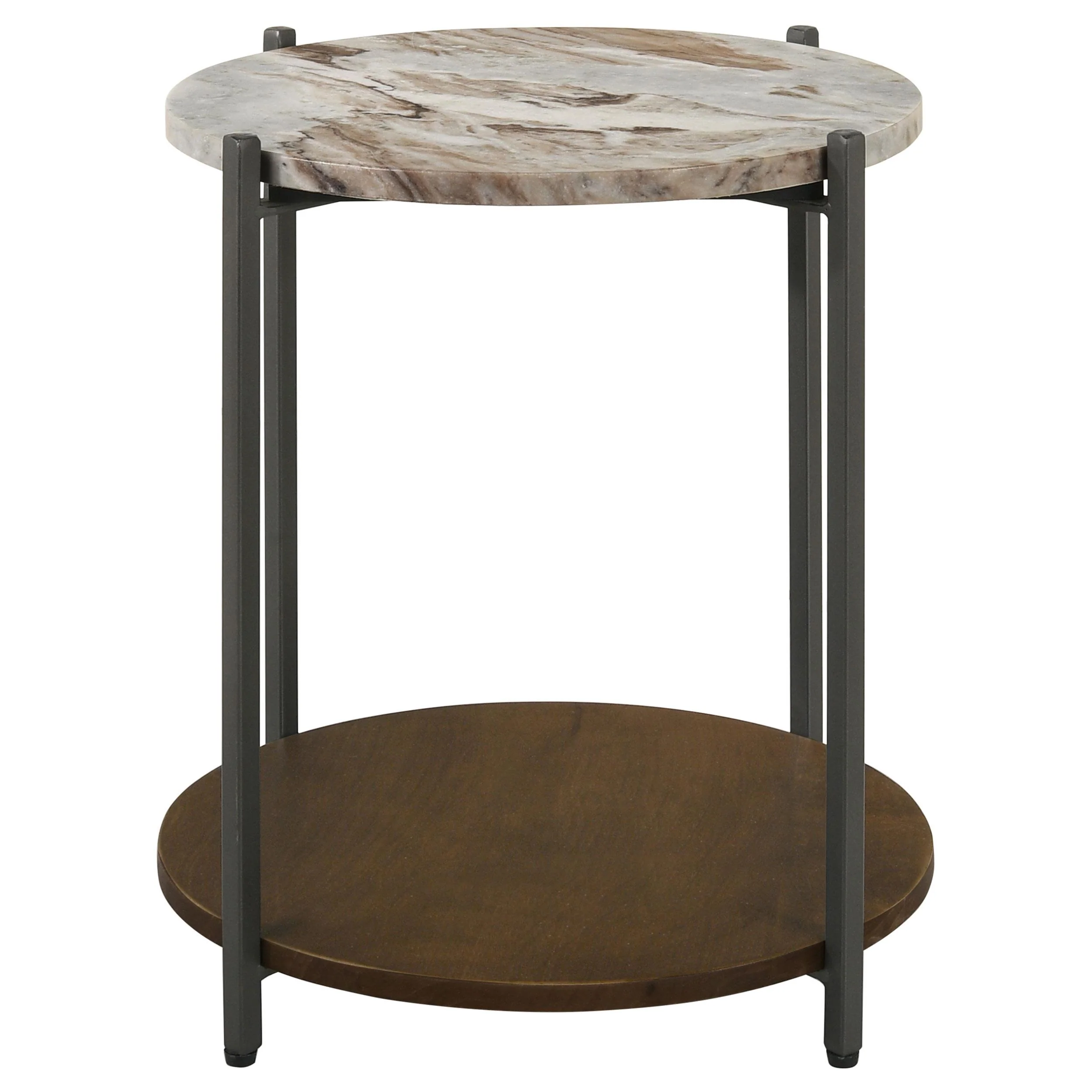 Coaster Furniture Noemie 931204 Round Marble Top Accent Side Table - White and Gunmetal - Image 2