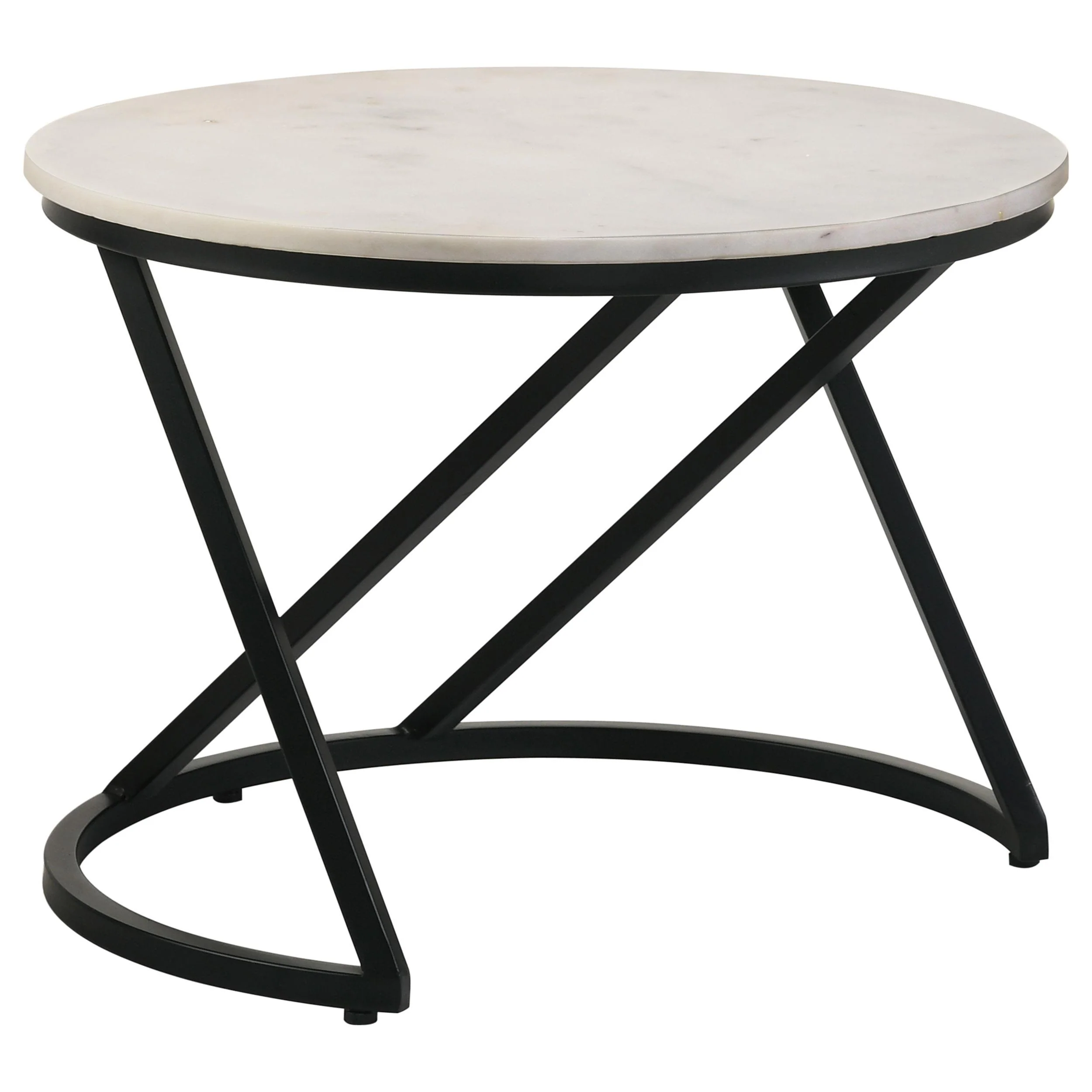 Coaster Furniture Miguel 931227 Round Marble Top Coffee Table - White and Black - Image 1