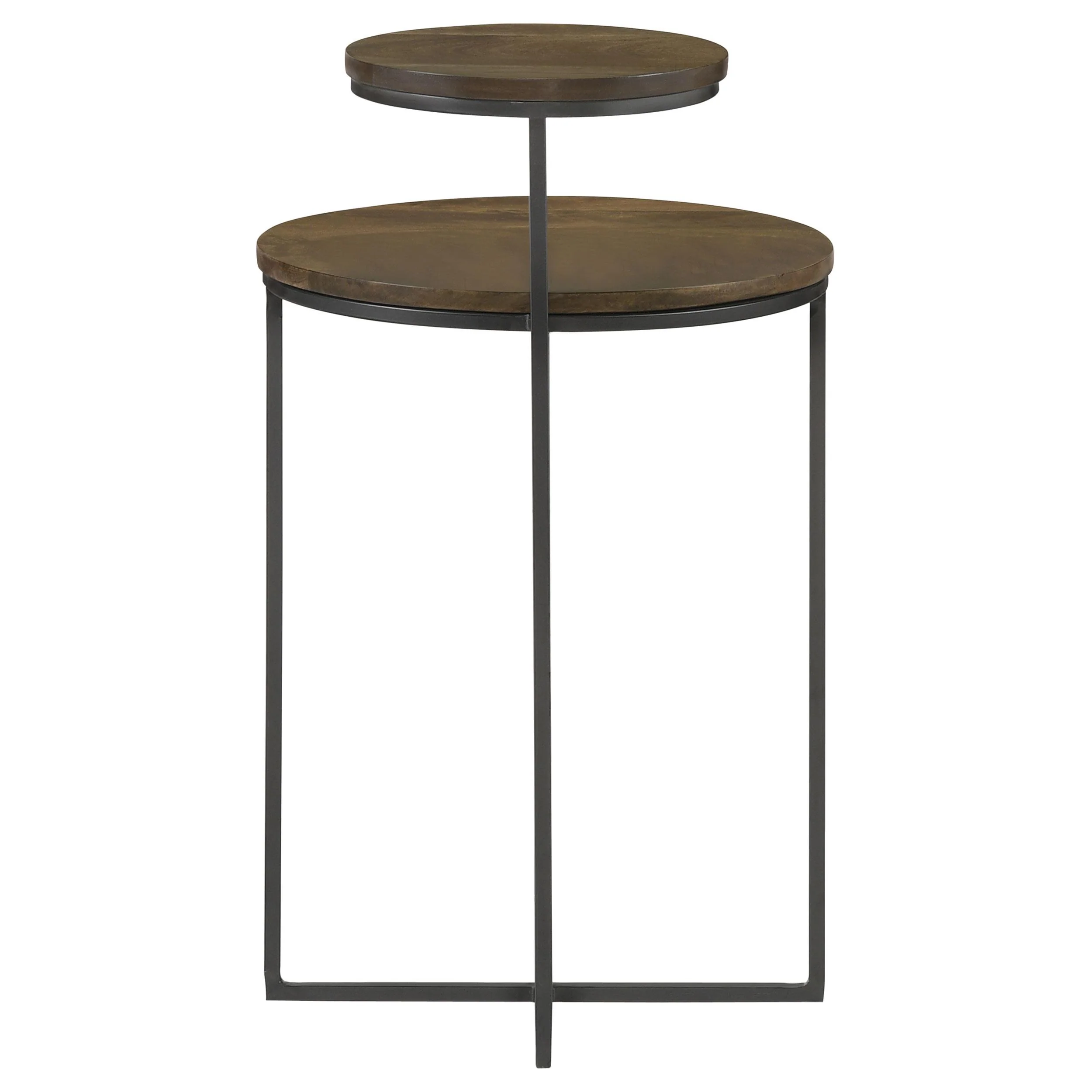 Coaster Furniture Yael 935980 Round Mango Wood Accent Side Table - Natural and Gunmetal - Image 2