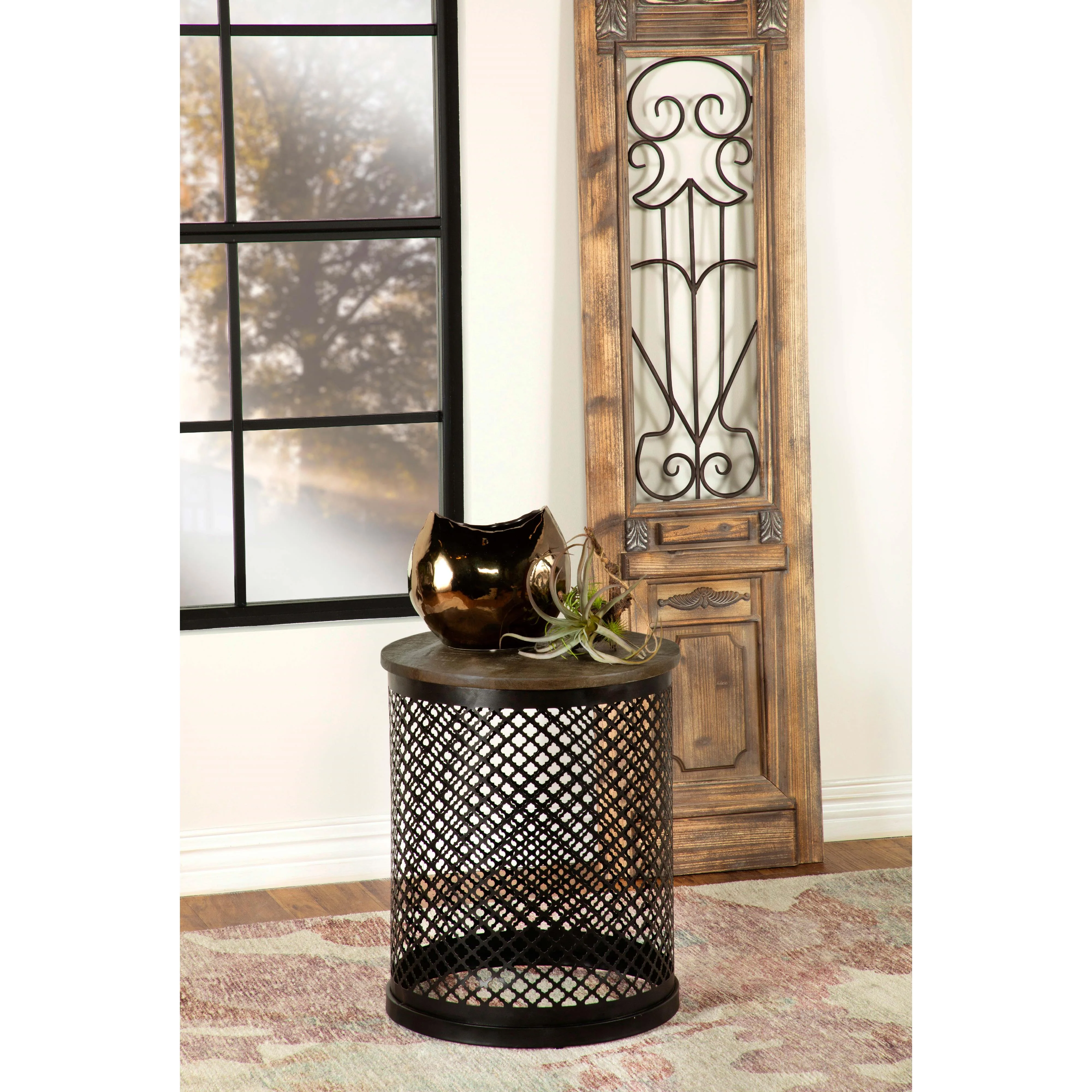 Coaster Furniture Aurora 935990 Round Drum Base Accent Side Table - Natural and Black - Image 3