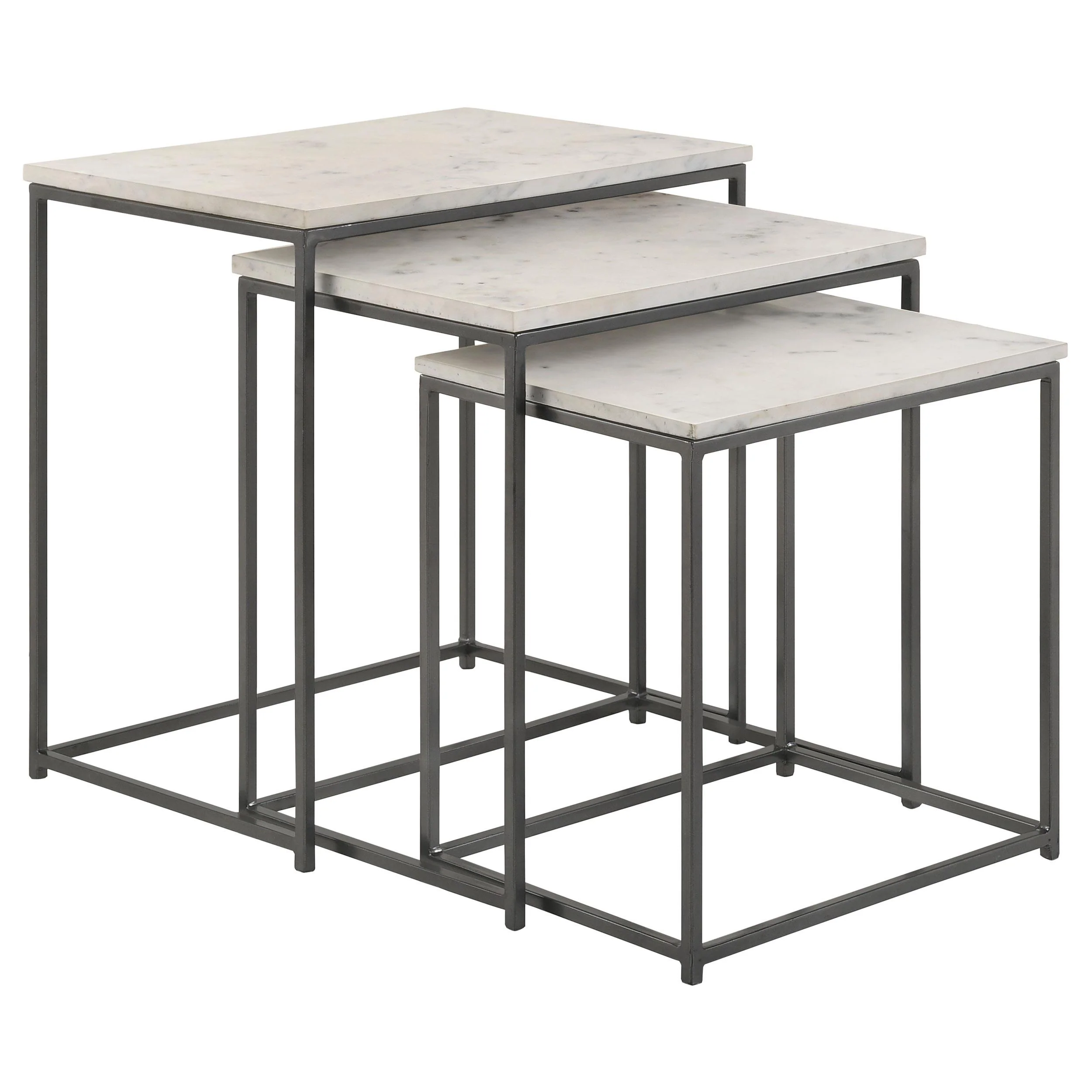 Coaster Furniture Medora 936016 3-piece Marble Top Nesting Table Set - White - Image 1
