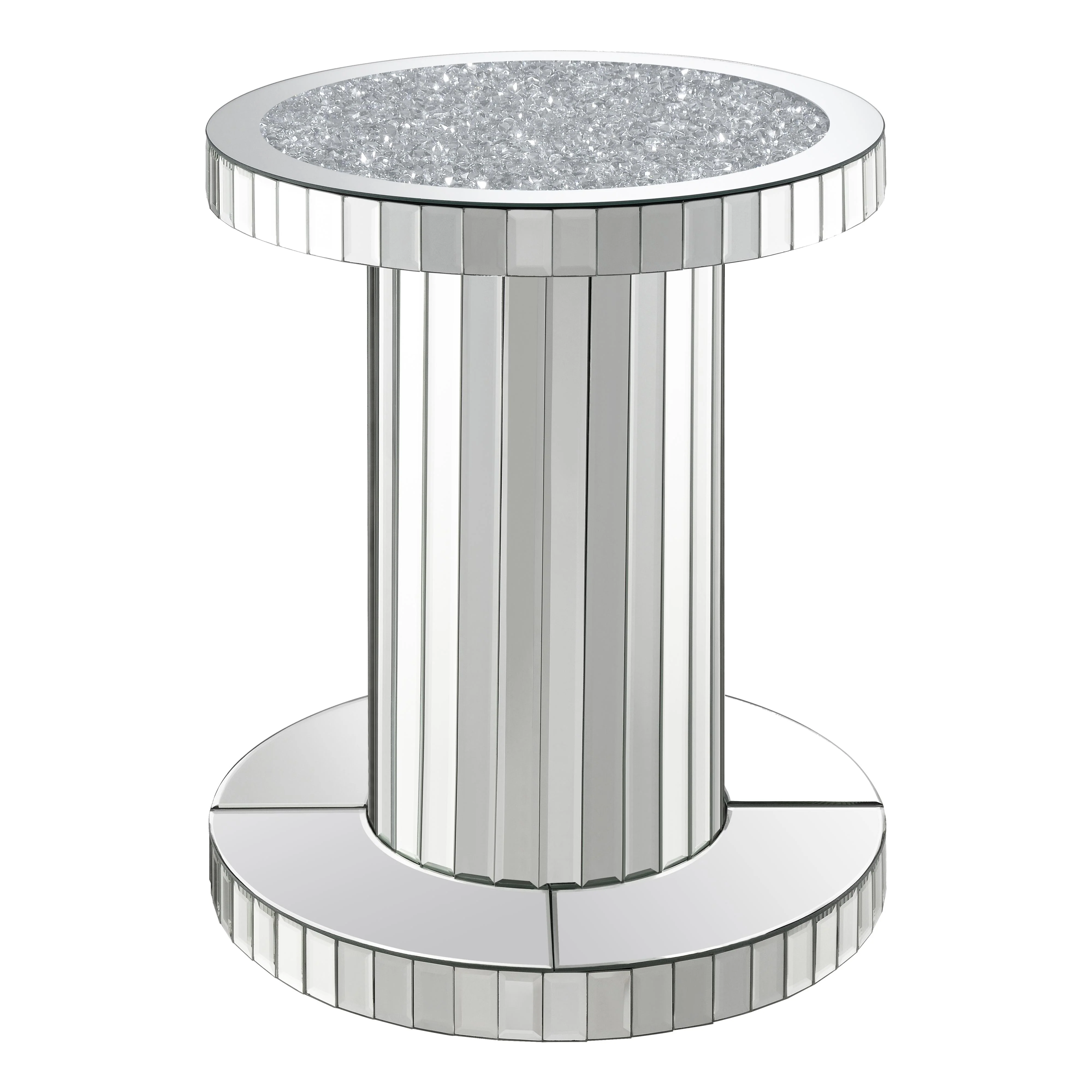 Coaster Furniture Dorielle 936125 Round Mirrored Acrylic Crystal Side Table – Silver