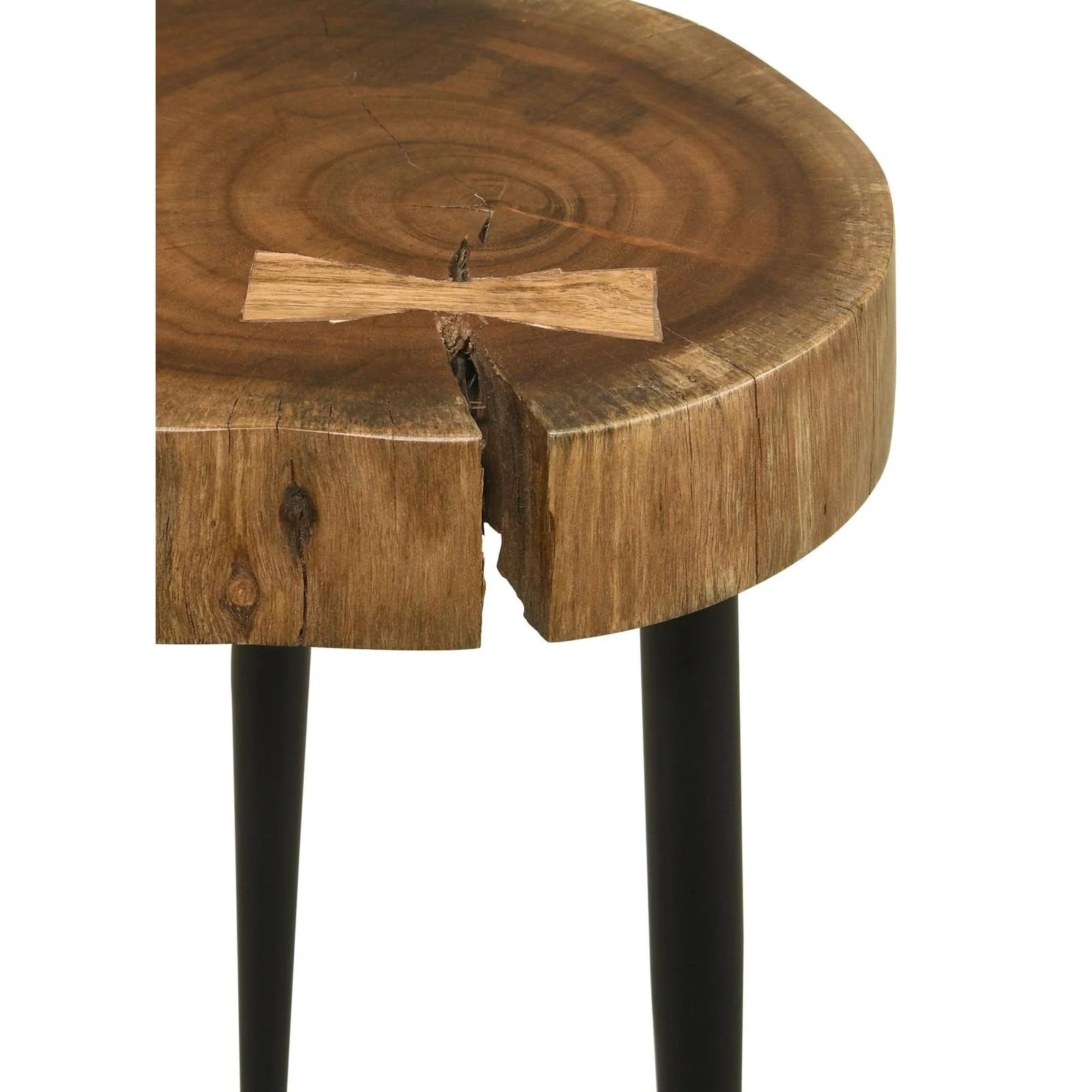 Coaster Furniture Keith 936181 Round Solid Tree Trunk Side Table - Natural and Black - Image 3