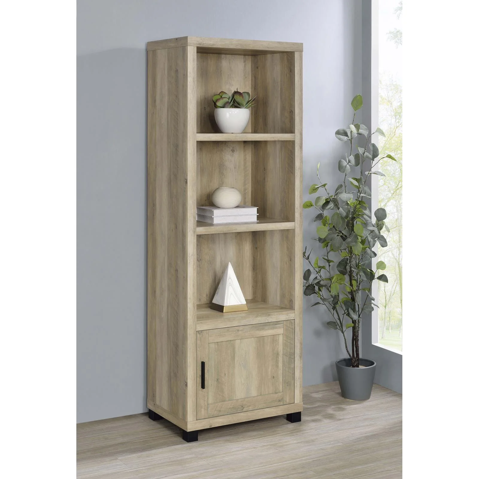 Coaster Furniture Sachin 707746 3-shelf Engineered Wood Media Tower - Distressed Pine - Image 2
