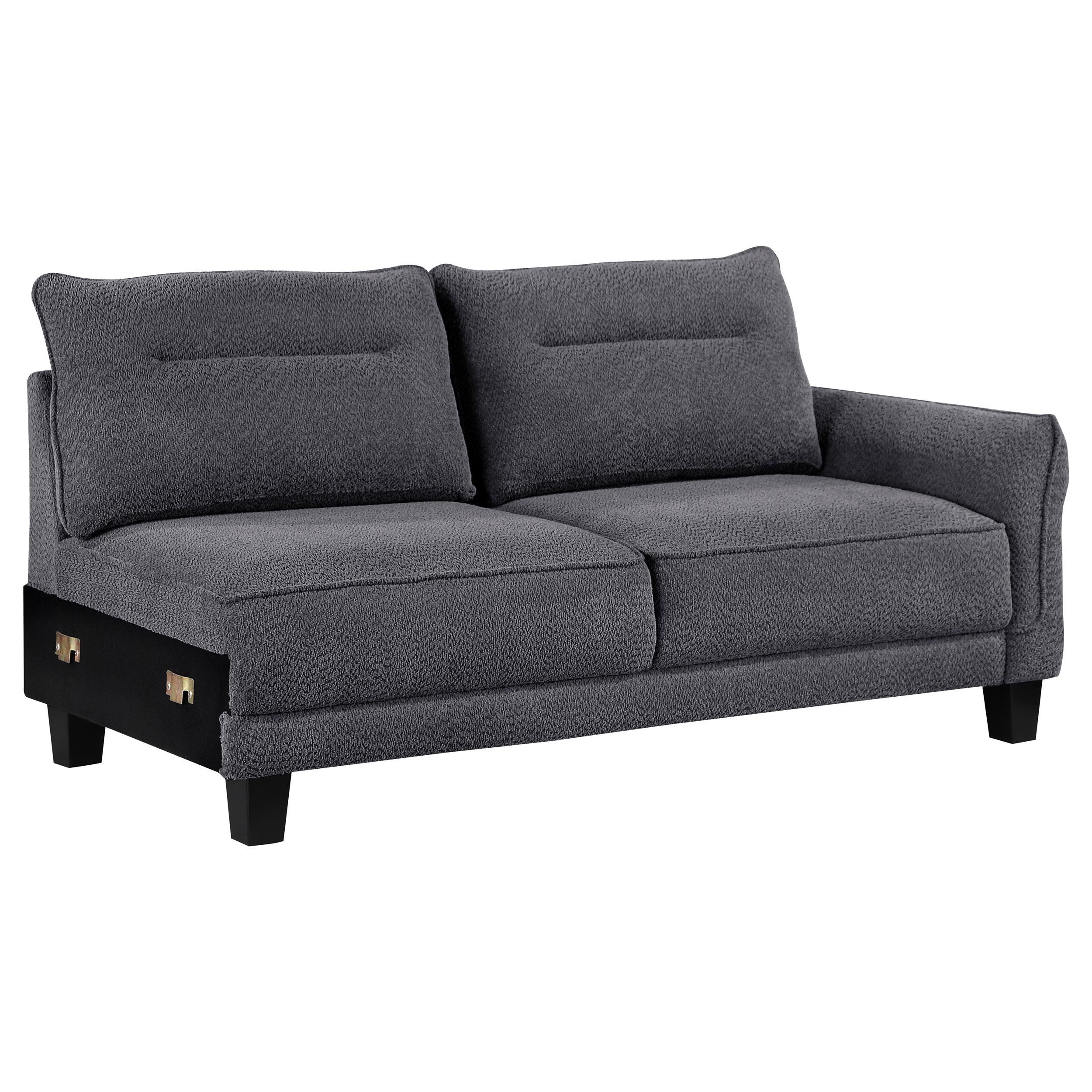 Coaster Furniture Caspian 509540 Upholstered Curved Arm Chaise Sectional Sofa - Grey - Image 3