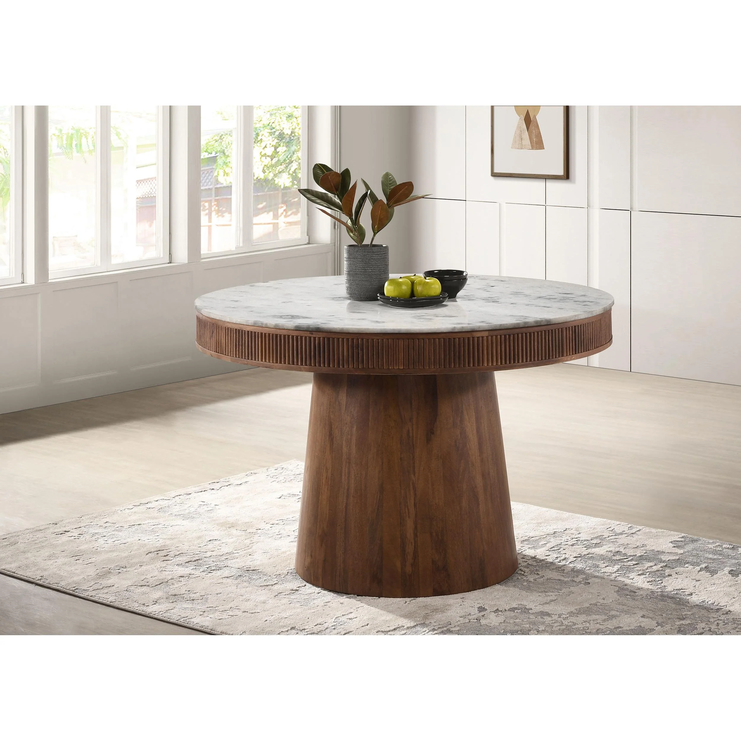 Coaster Furniture Ortega 105141 Round 46-inch Marble Top Wood Dining Table - Natural - Image 3
