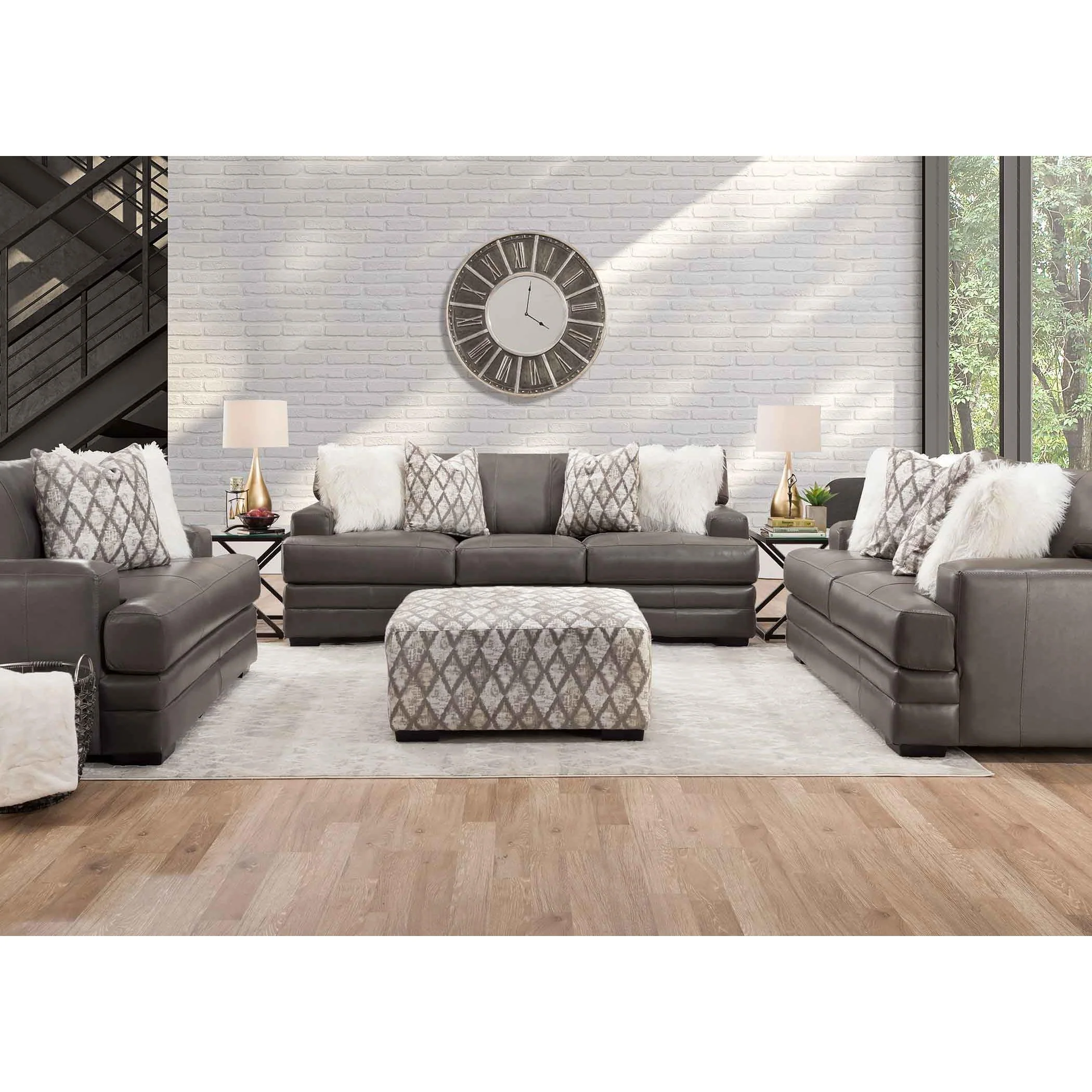 Franklin Lizette Stationary Leather Loveseat 973-20 LM 92-04 - Image 3
