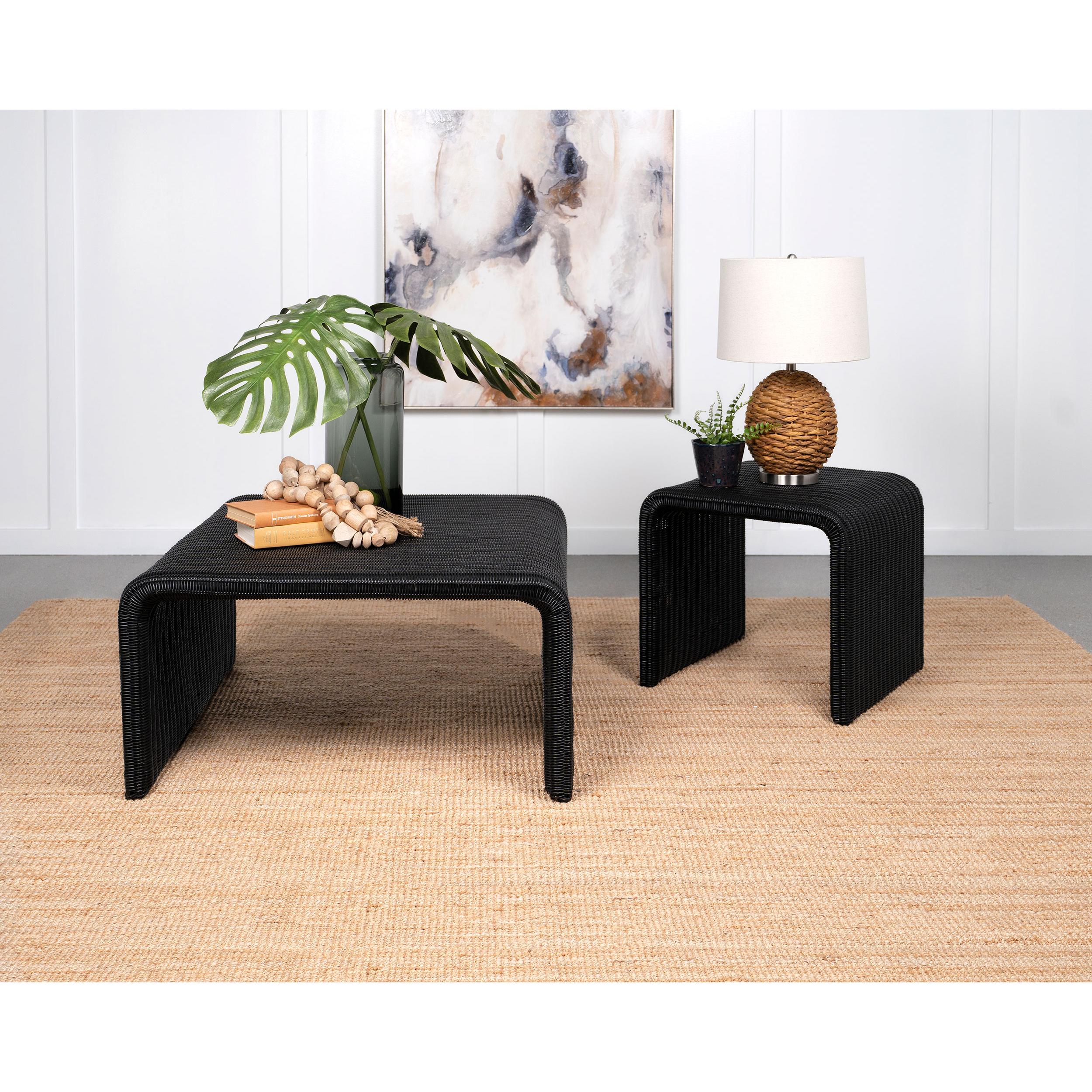 Coaster Furniture Cahya 2 pc Occasional Table Set – Black