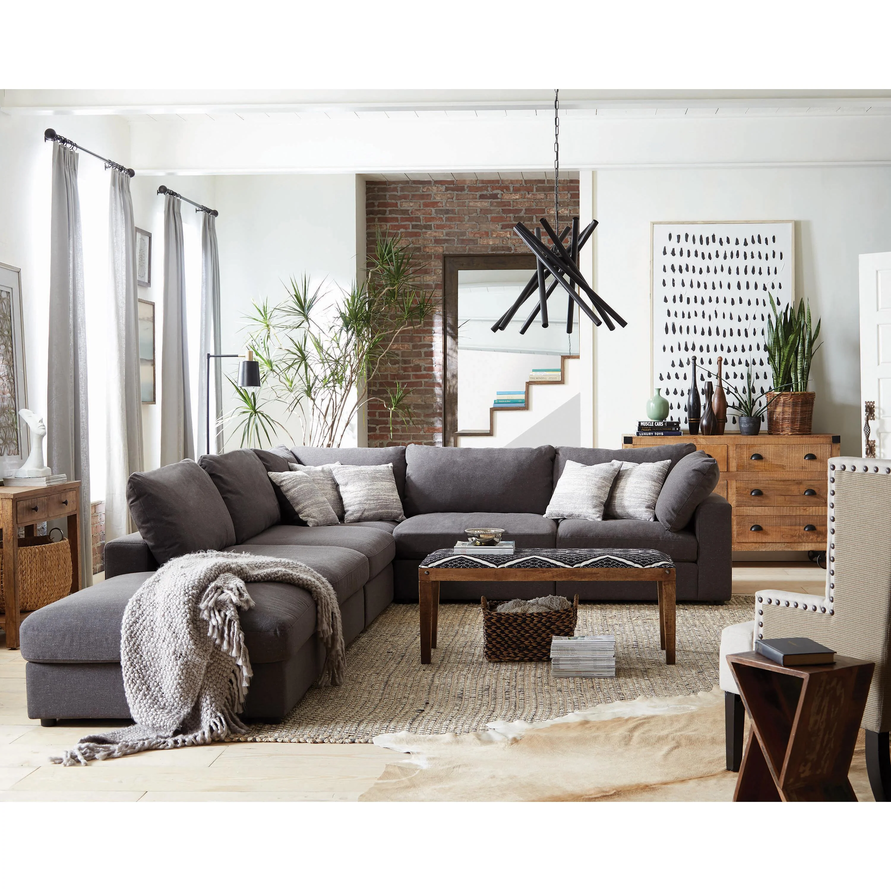 Coaster Furniture Serene 551324-SETA 4 pc Upholstered Modular Sectional - Charcoal - Image 2