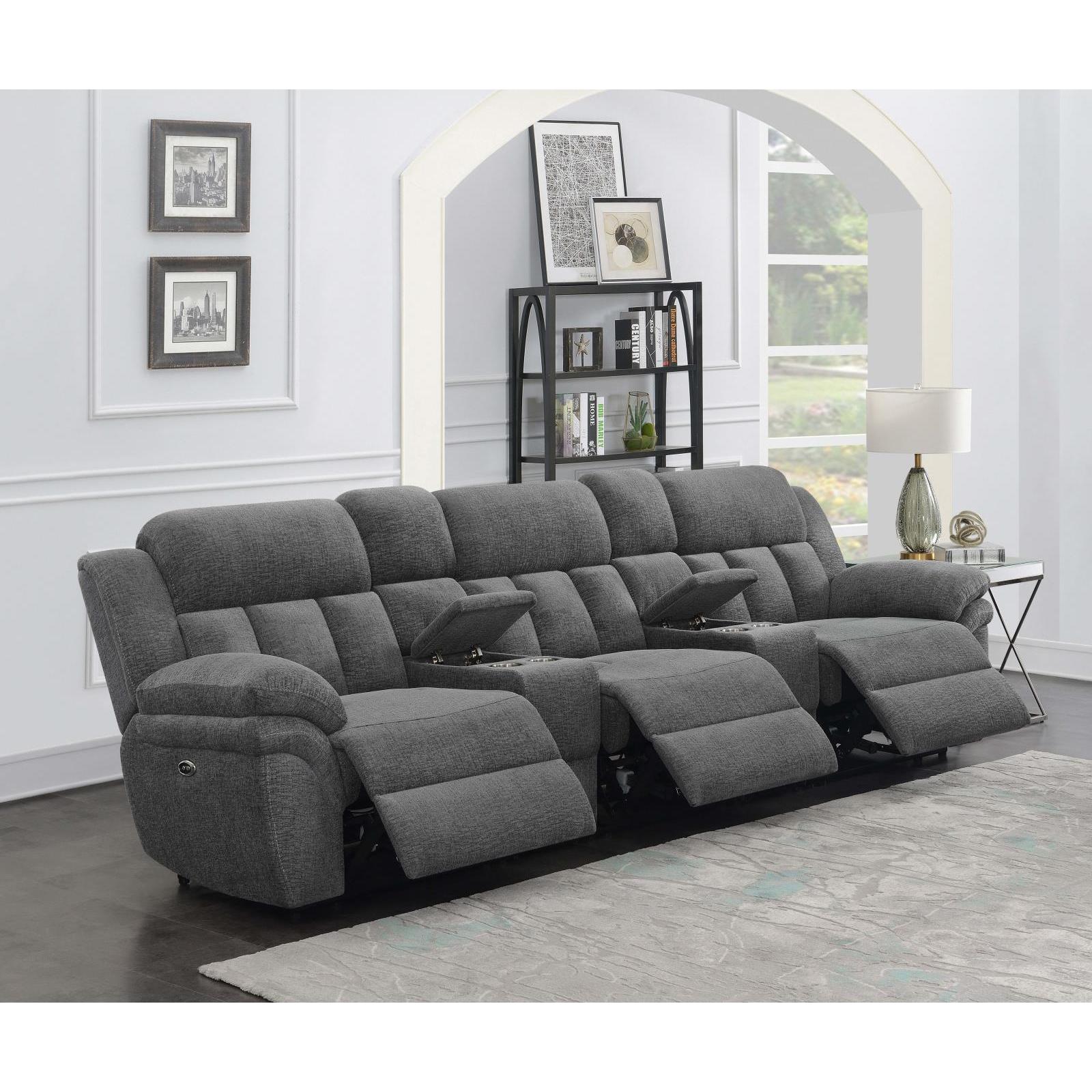 Coaster Furniture Bahrain 609541PT 5-piece Upholstered Power Home Theater Seating - Charcoal - Image 2