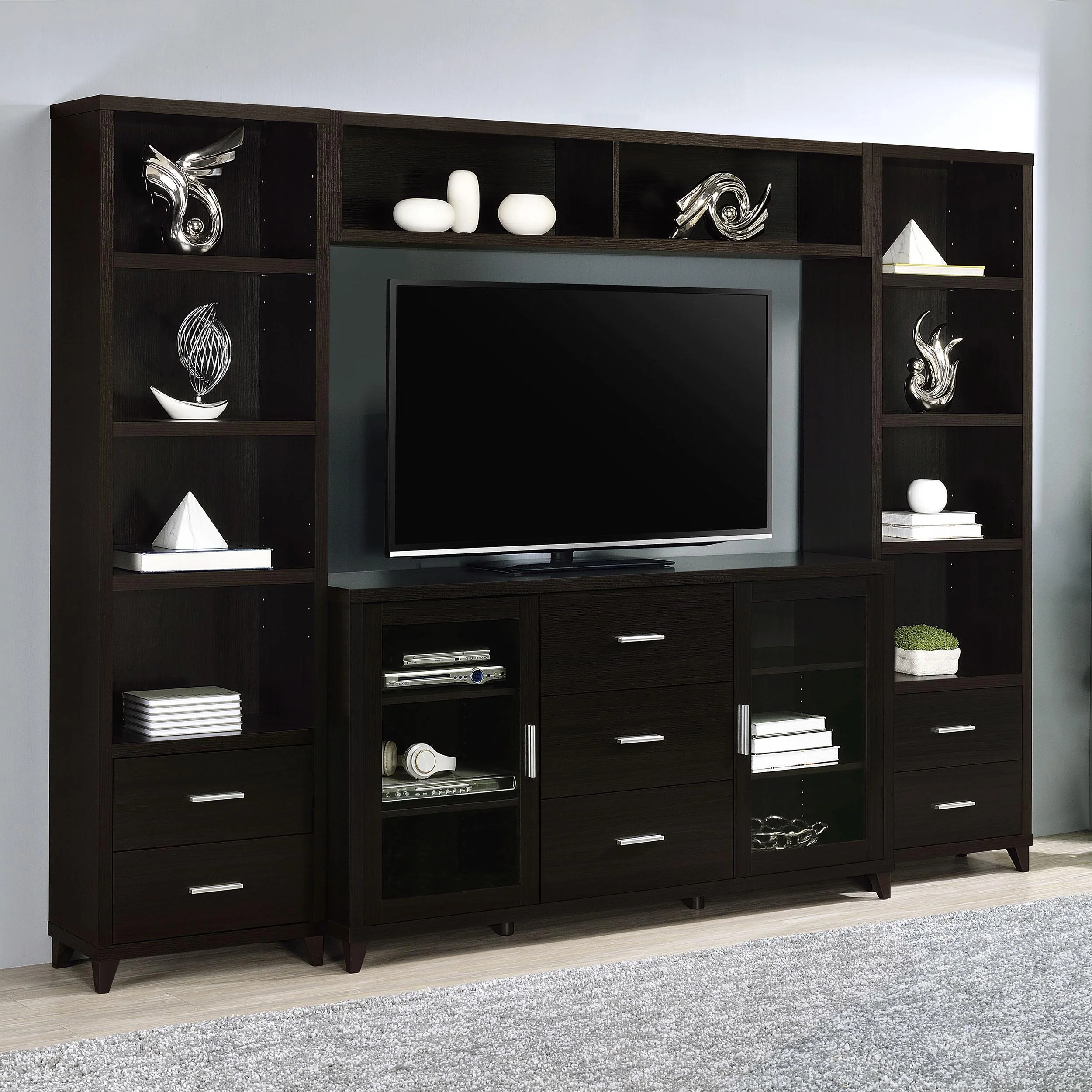 Coaster Furniture Lewes 700881-S4 4 pc Entertainment Center – Cappuccino