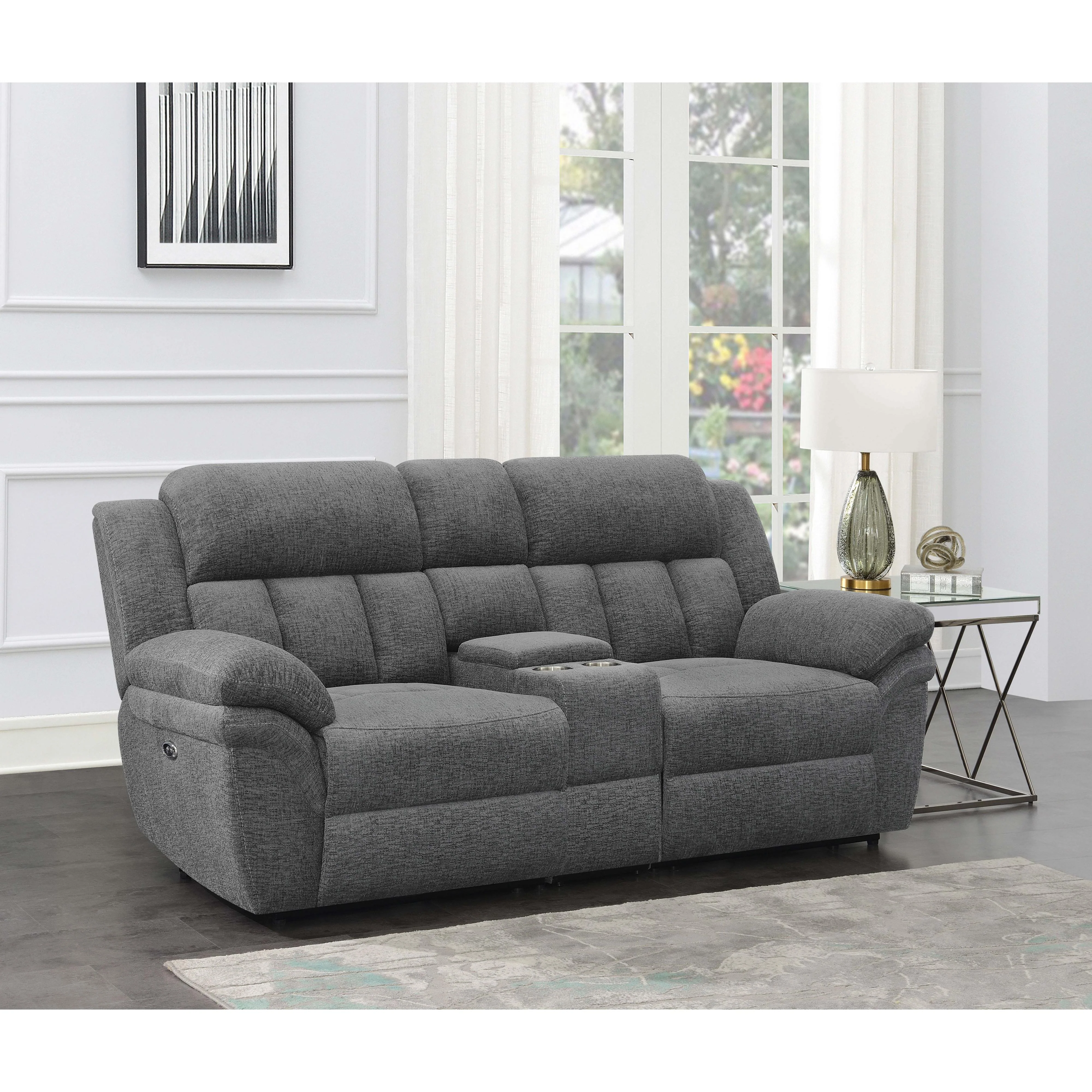 Coaster Furniture Bahrain 609542P Upholstered Power Loveseat - Charcoal - Image 1