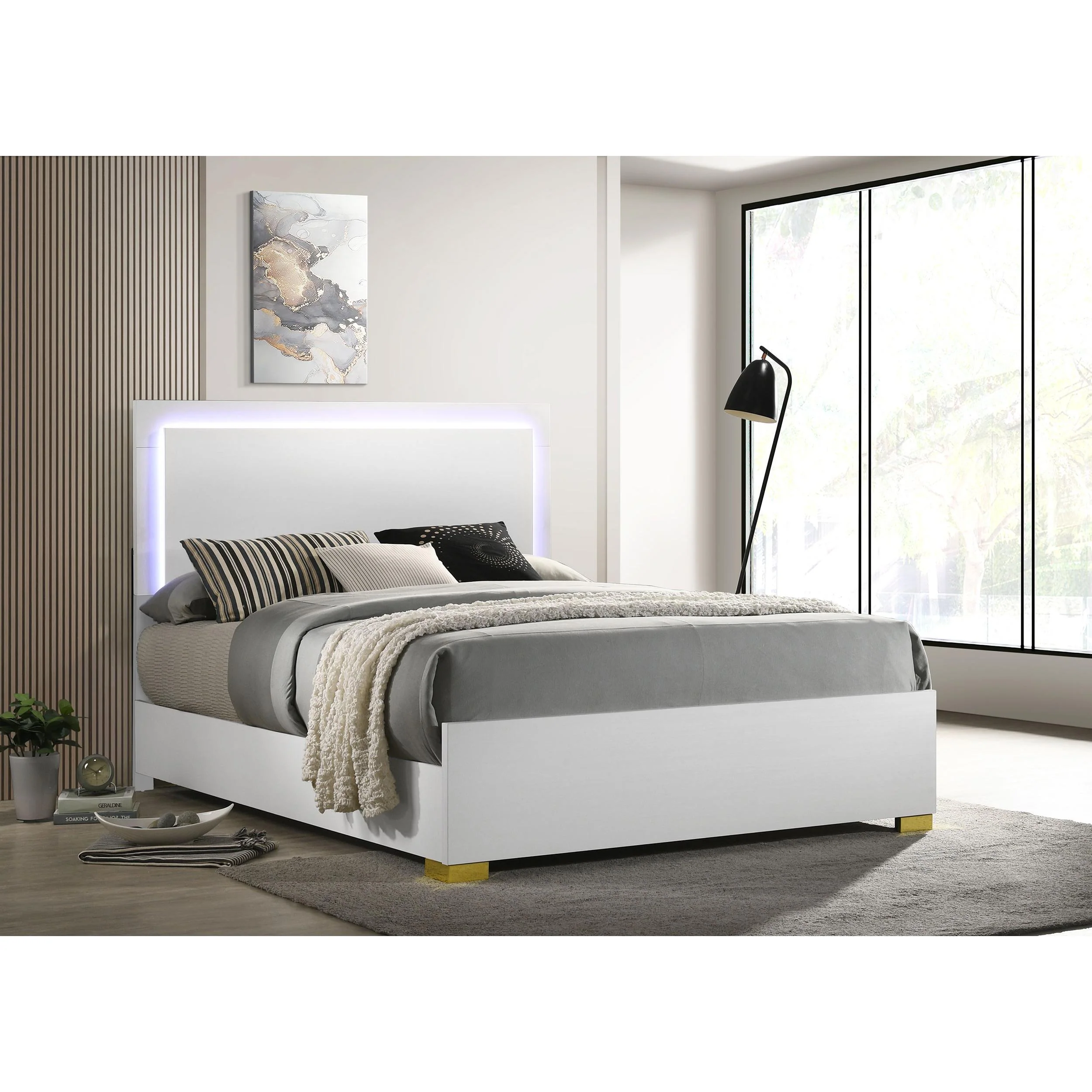 Coaster Furniture Marceline 222931F Wood Full LED Panel Bed - White - Image 2