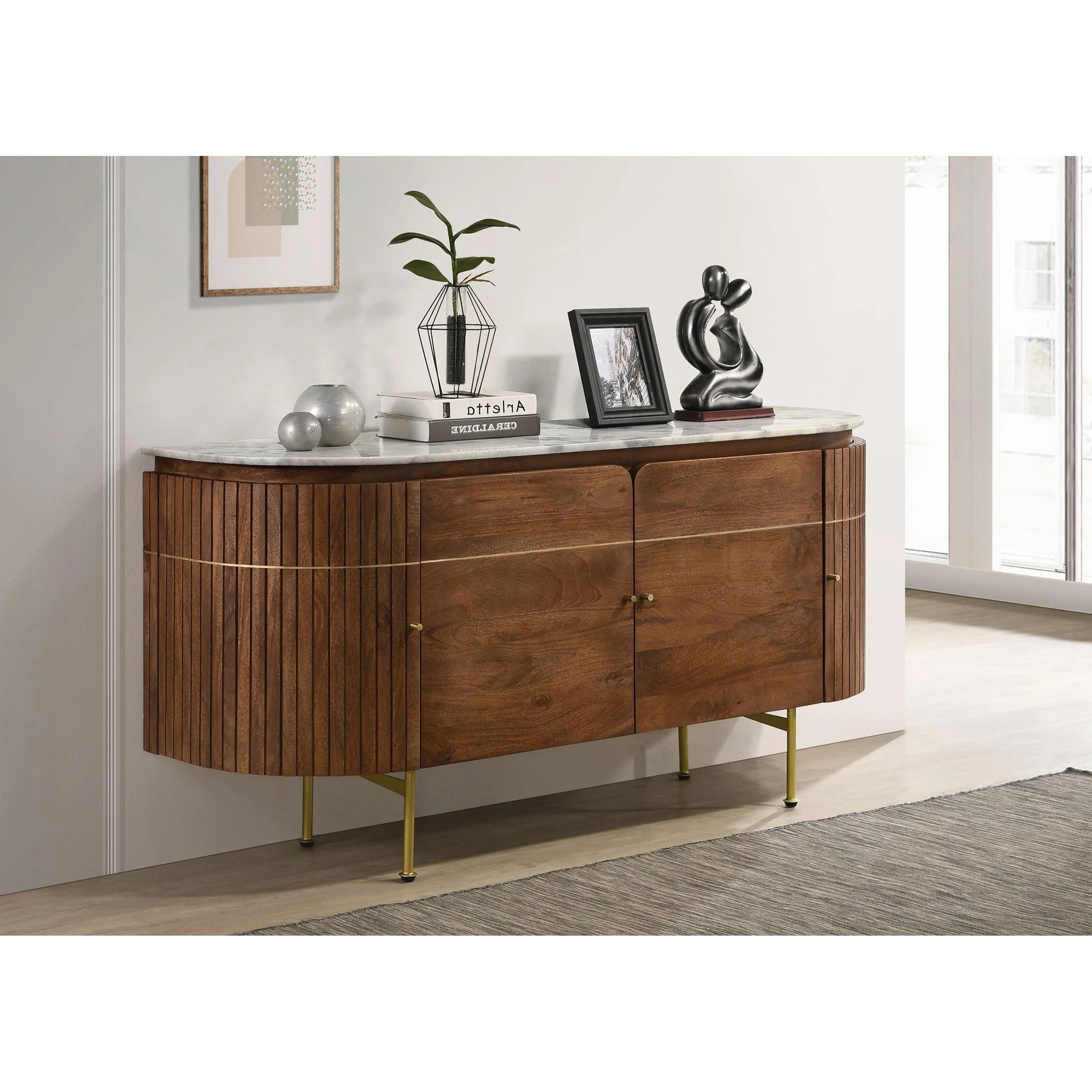 Coaster Furniture Ortega 105145 4-door Marble Top Sideboard Buffet Cabinet - Natural - Image 2