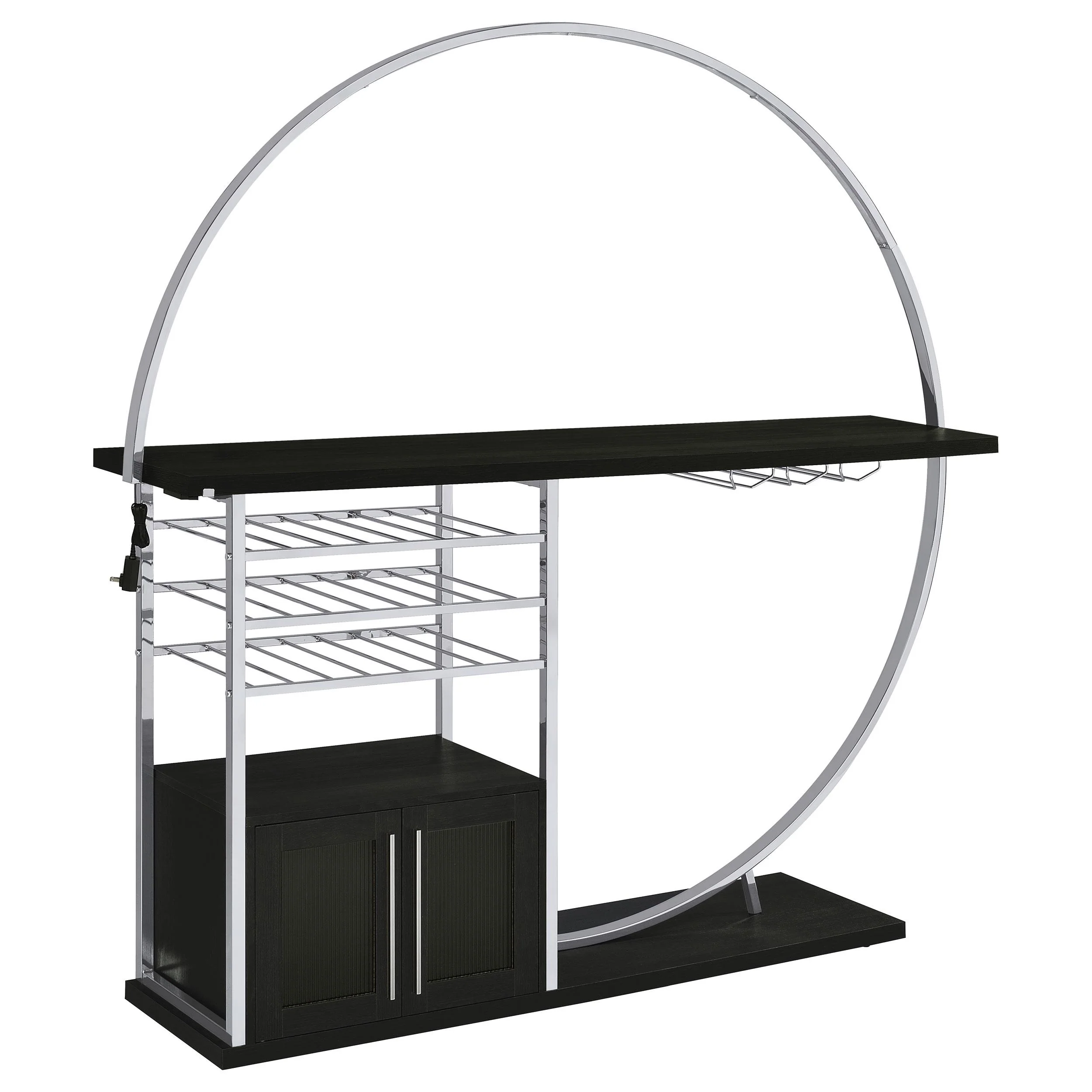 Coaster Furniture Risley 182799 2-door Circular LED Home Bar Cabinet – Dark Charcoal