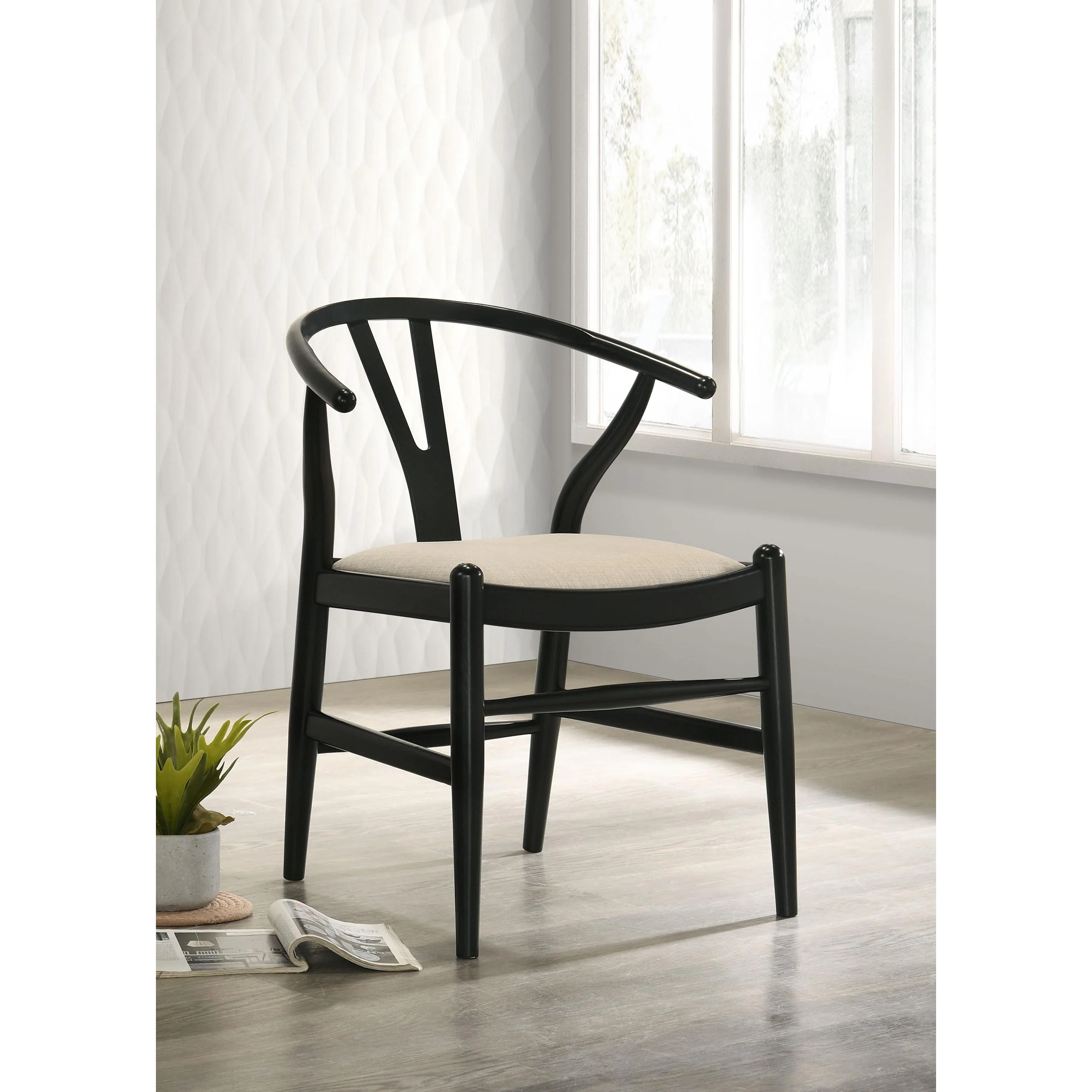 Coaster Furniture Crestmont 108482 Wood Wishbone Dining Side Chair - Black - Image 2