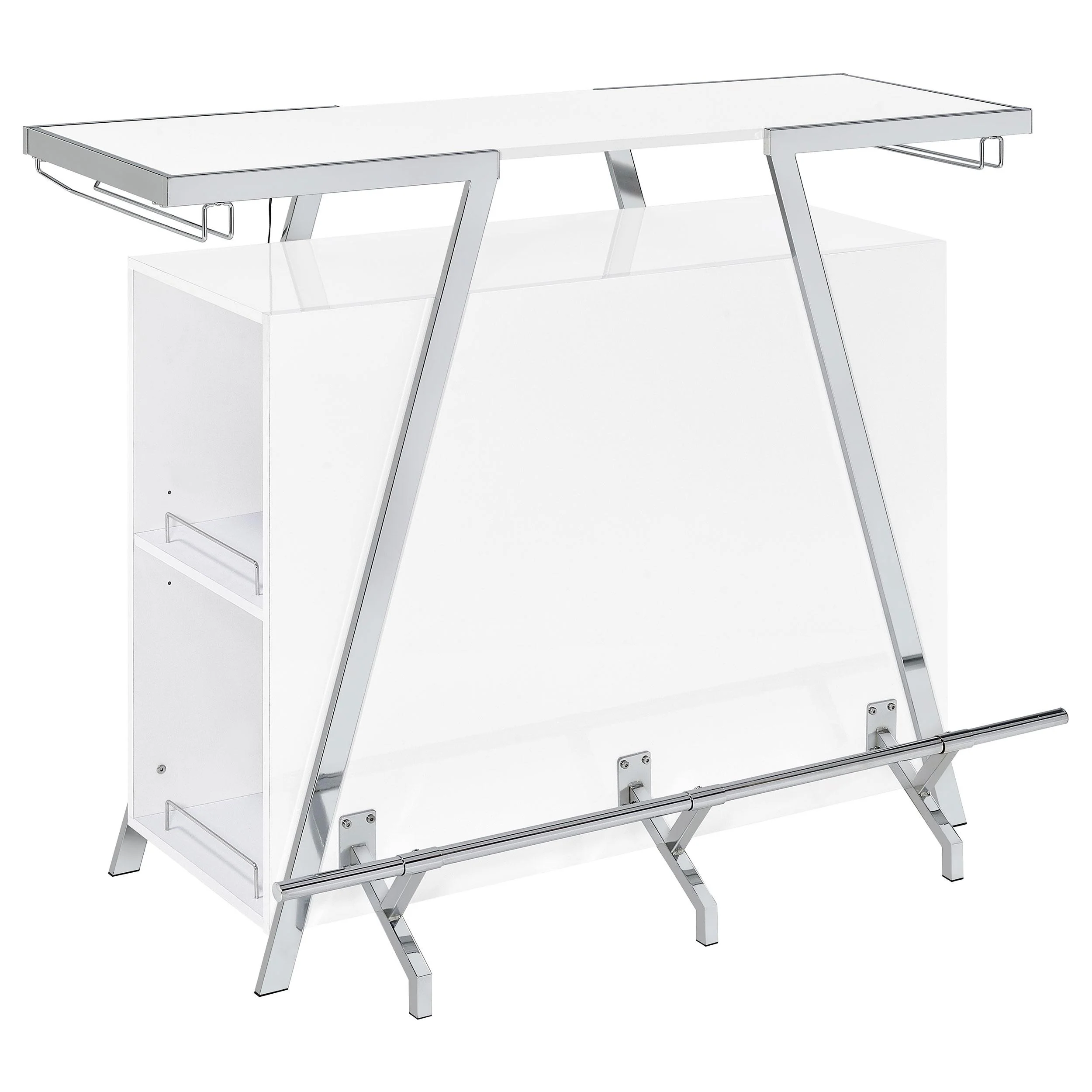 Coaster Furniture Araceli 182355 Freestanding LED Home Bar Cabinet – White High Gloss