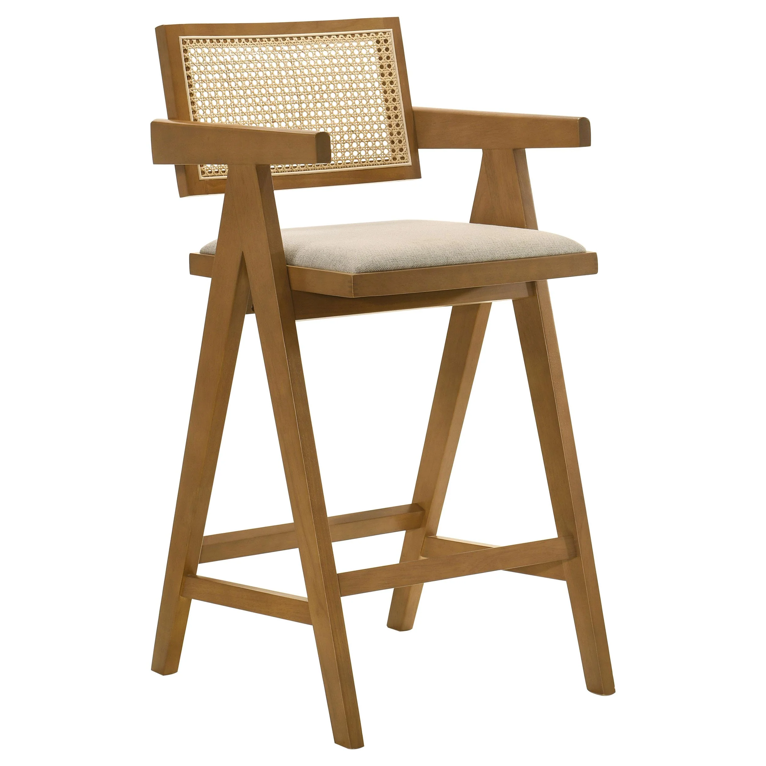 Coaster Furniture Kane 182677 Woven Rattan Wood Bar Chair - Light Walnut - Image 1