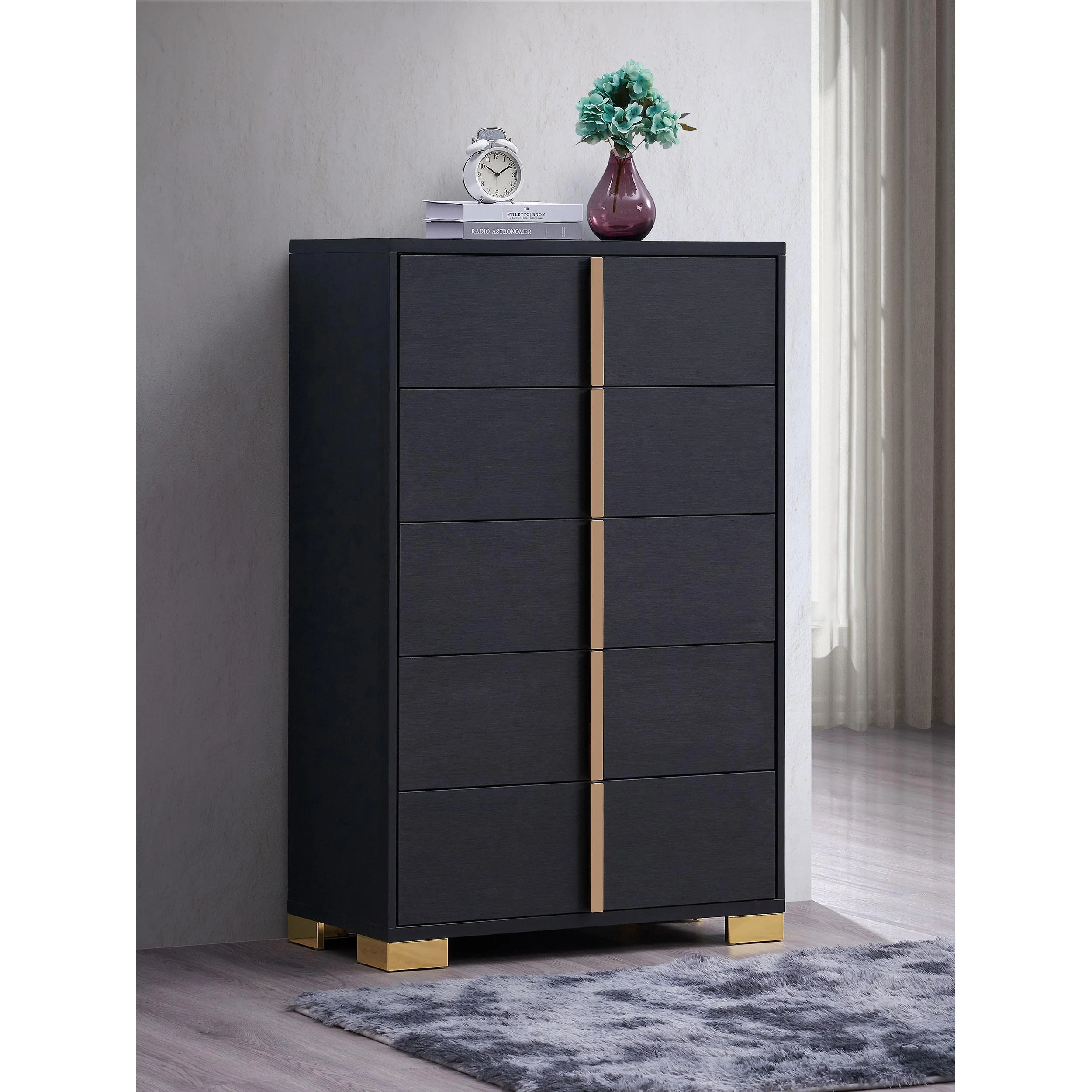 Coaster Furniture Marceline 222835 5-Drawer Bedroom Chest - Black - Image 2