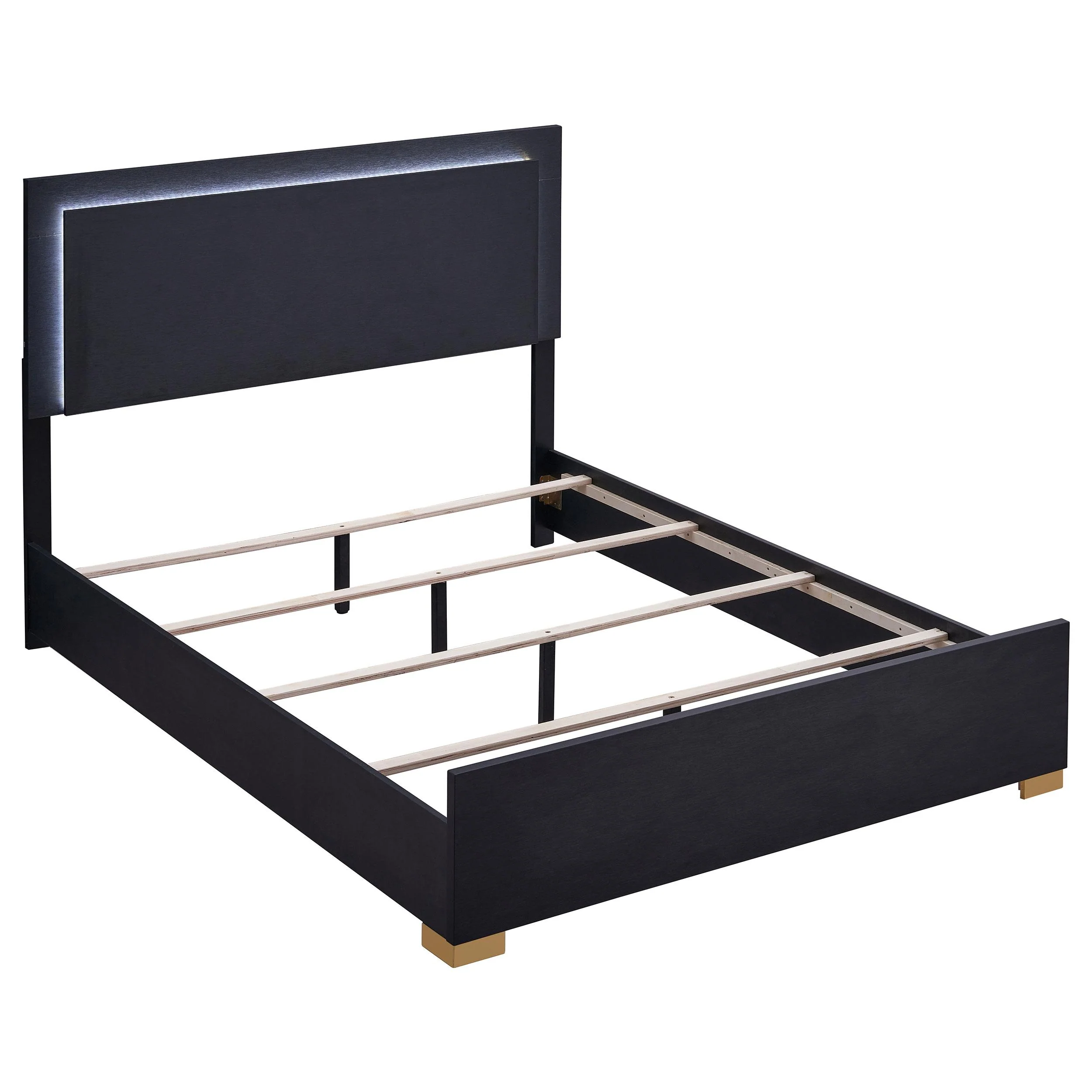 Coaster Furniture Marceline 222831Q Wood Queen LED Panel Bed - Black - Image 1