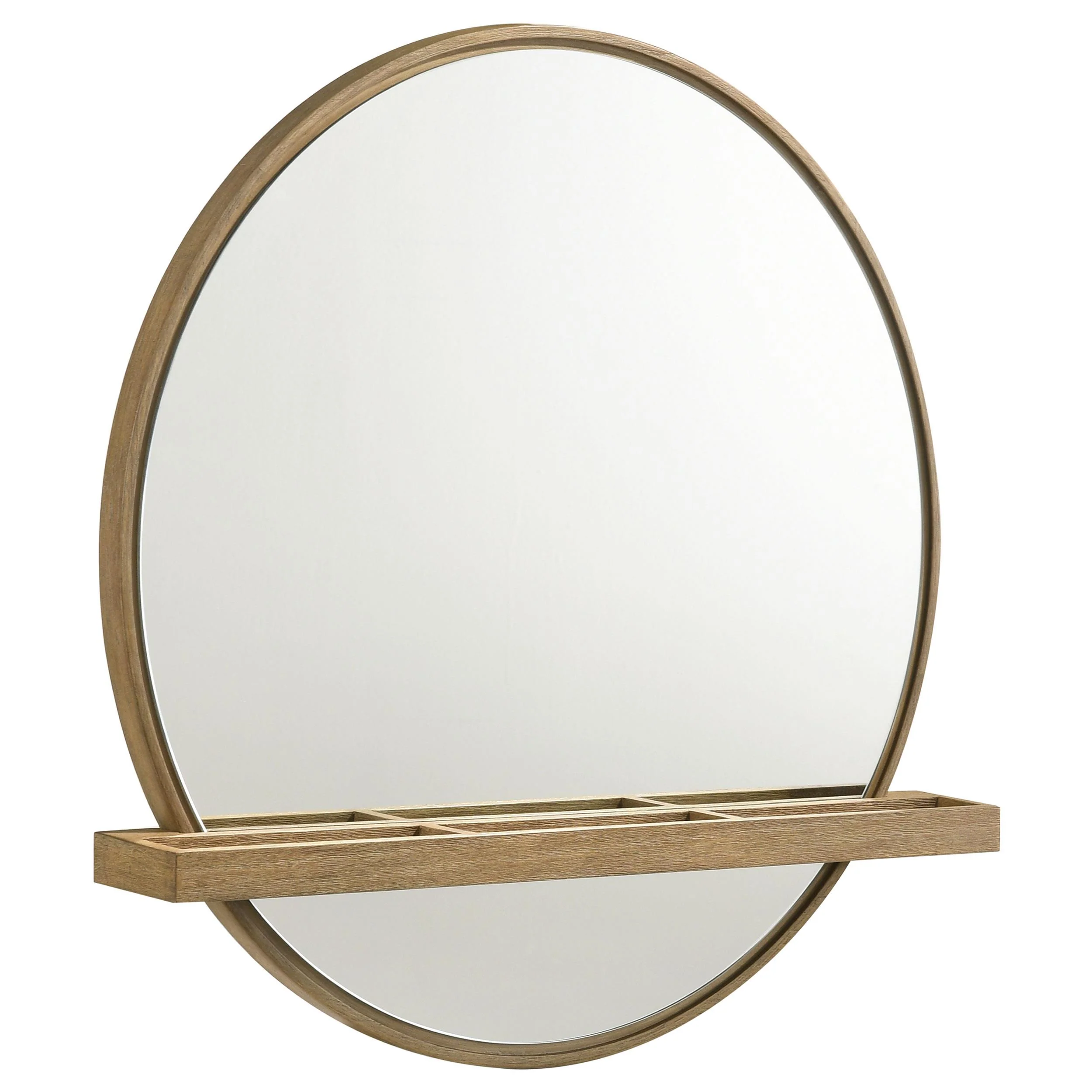 Coaster Furniture Arini 224308 Round Vanity Wall Mirror with Shelf - Sand Wash - Image 1