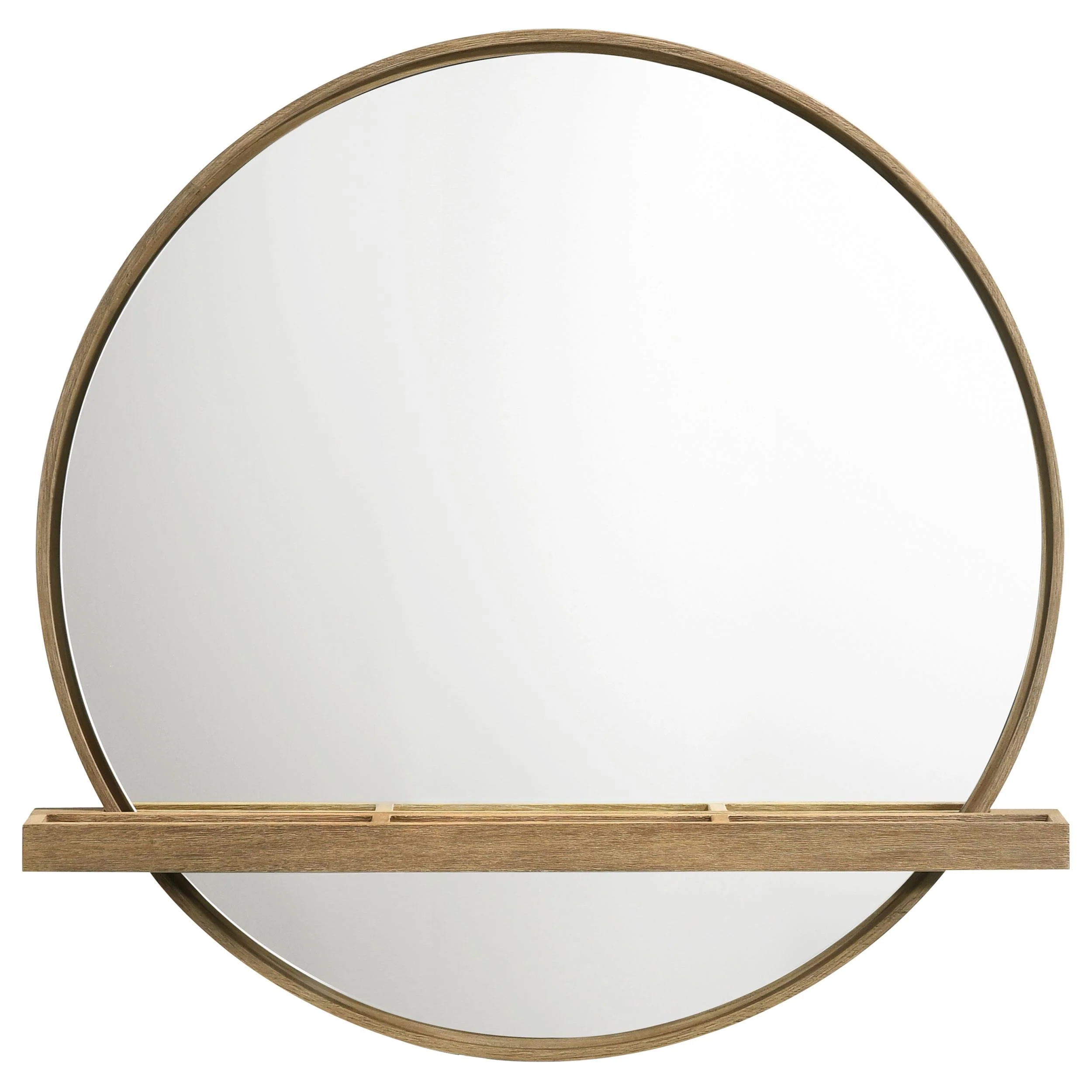 Coaster Furniture Arini 224308 Round Vanity Wall Mirror with Shelf - Sand Wash - Image 2