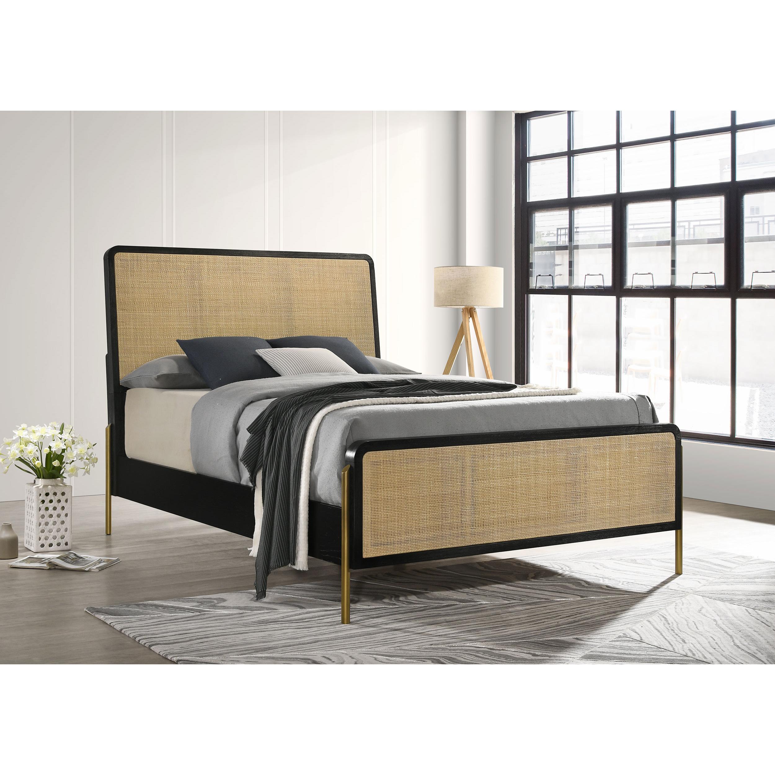 Coaster Furniture Arini 224330KE Rattan Eastern King Panel Bed - Black and Natural - Image 2
