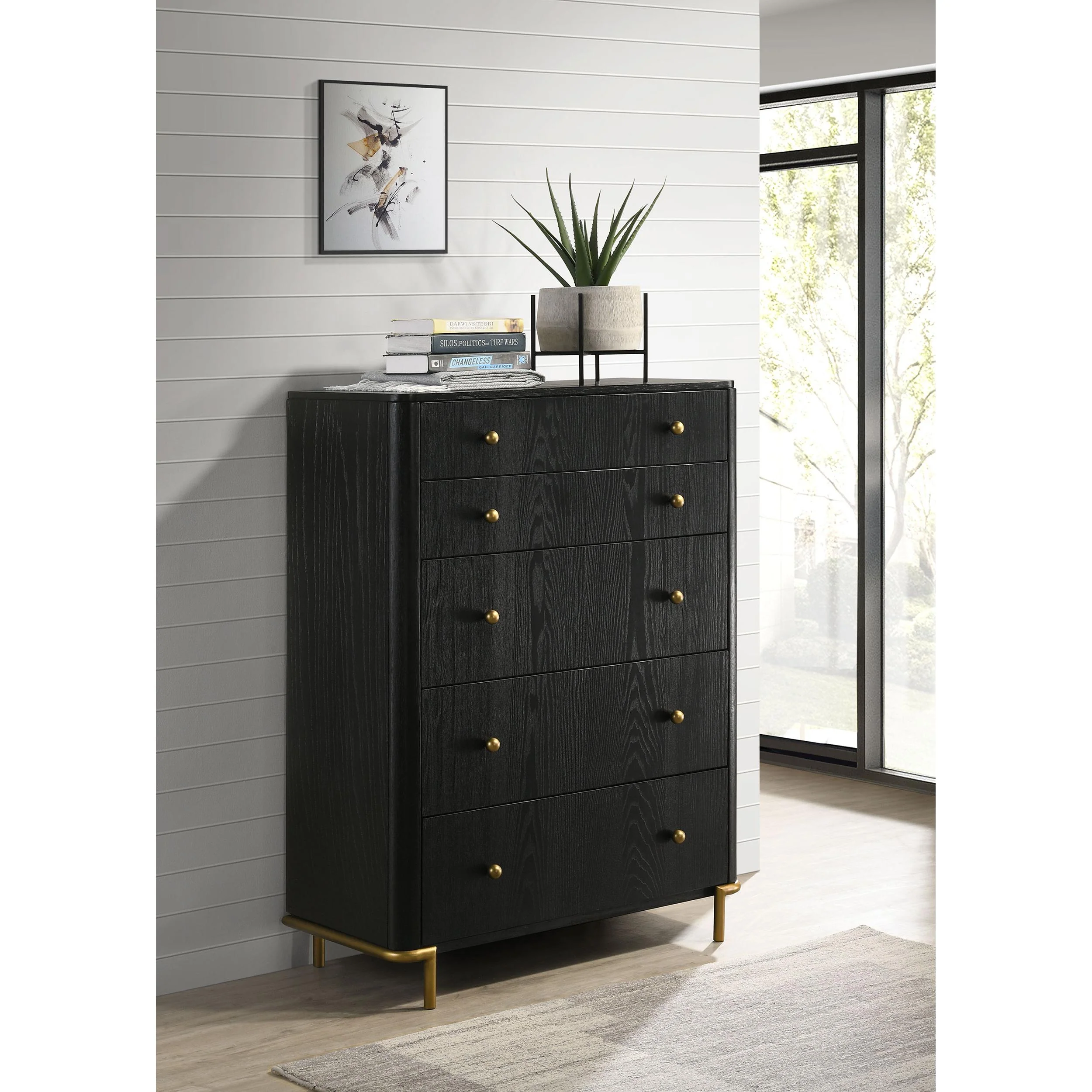 Coaster Furniture Arini 224335 5-Drawer Bedroom Chest - Black - Image 2