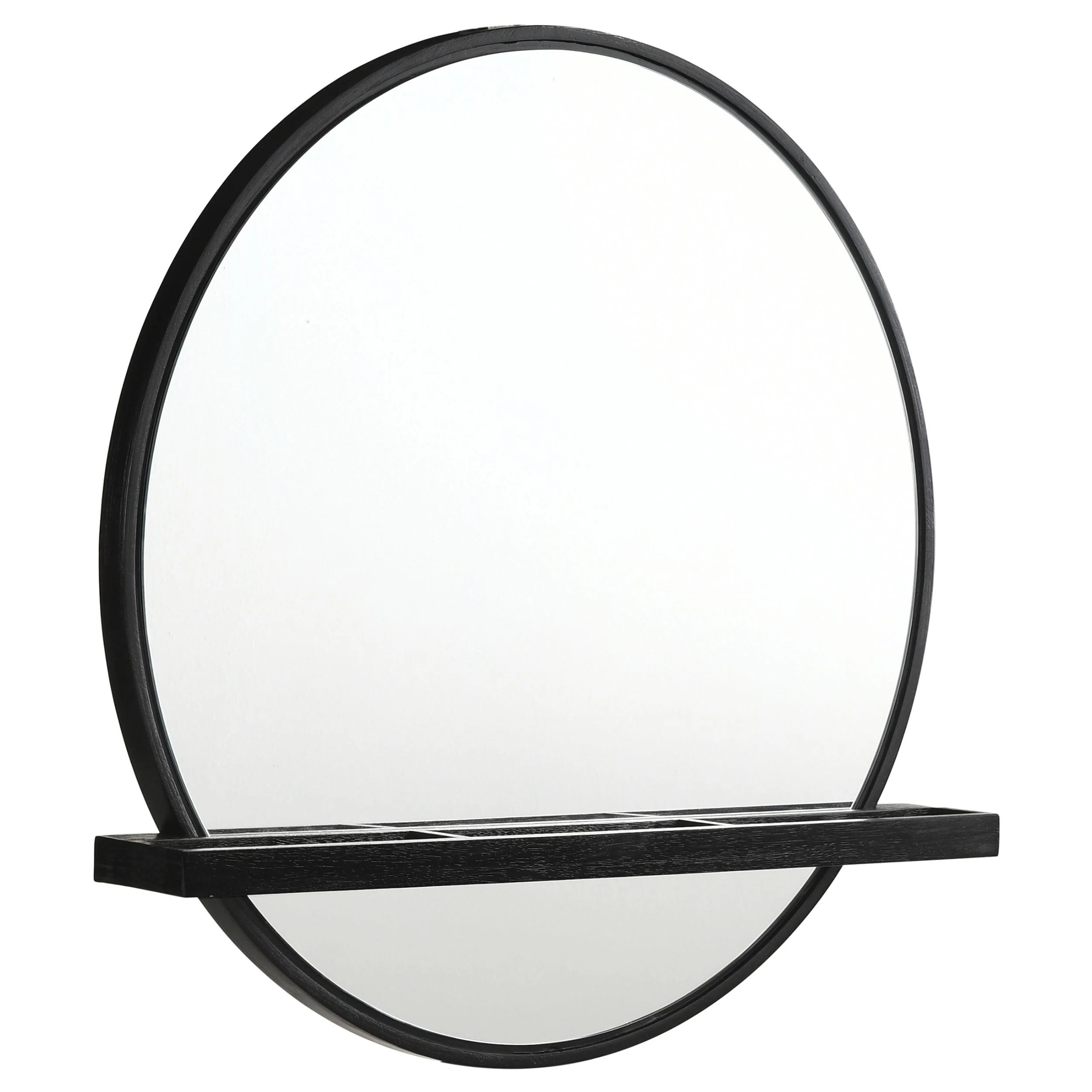 Coaster Furniture Arini 224338 Round Vanity Wall Mirror with Shelf - Black - Image 1