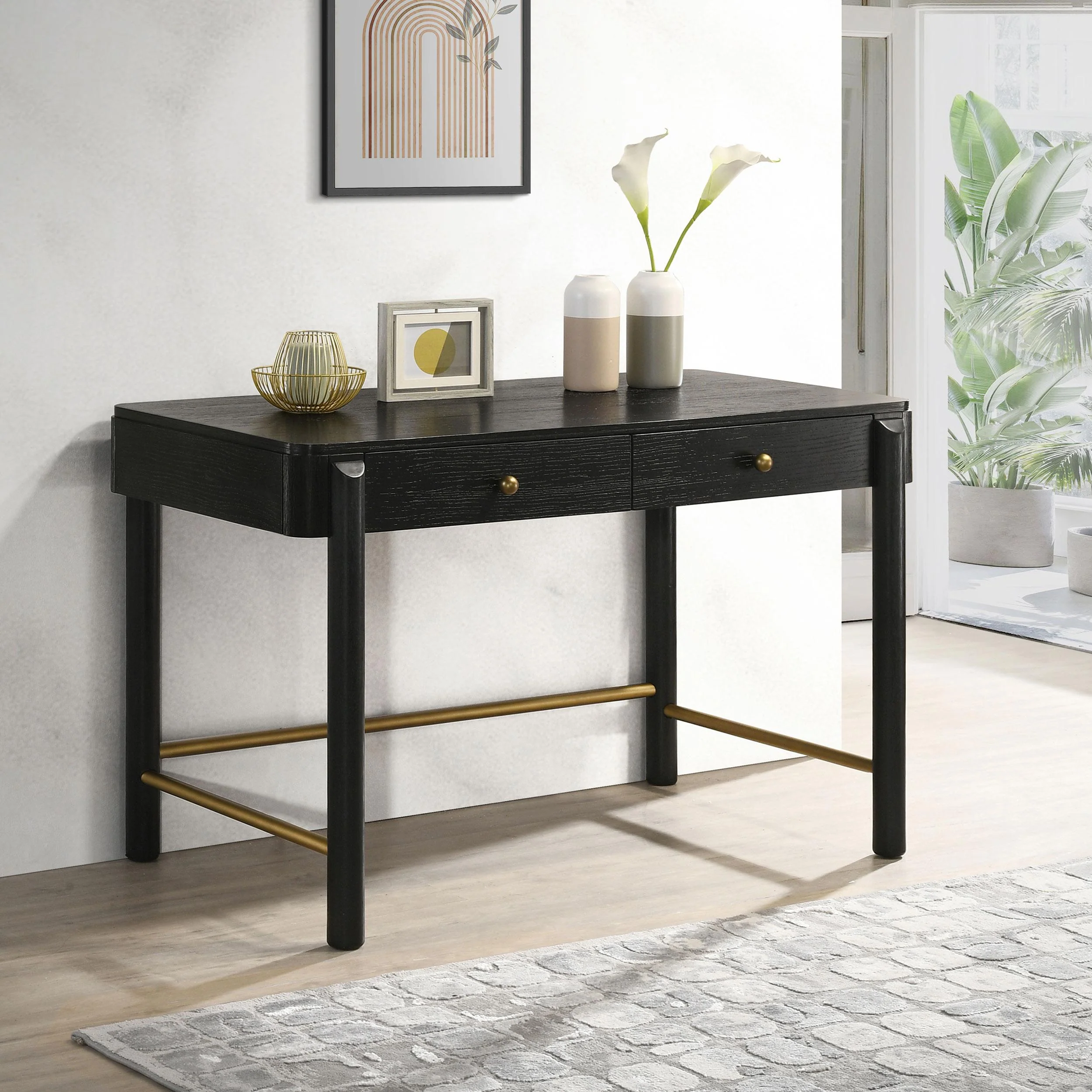 Coaster Furniture Arini 224337 2-Drawer Vanity Desk Makeup Table - Black - Image 2