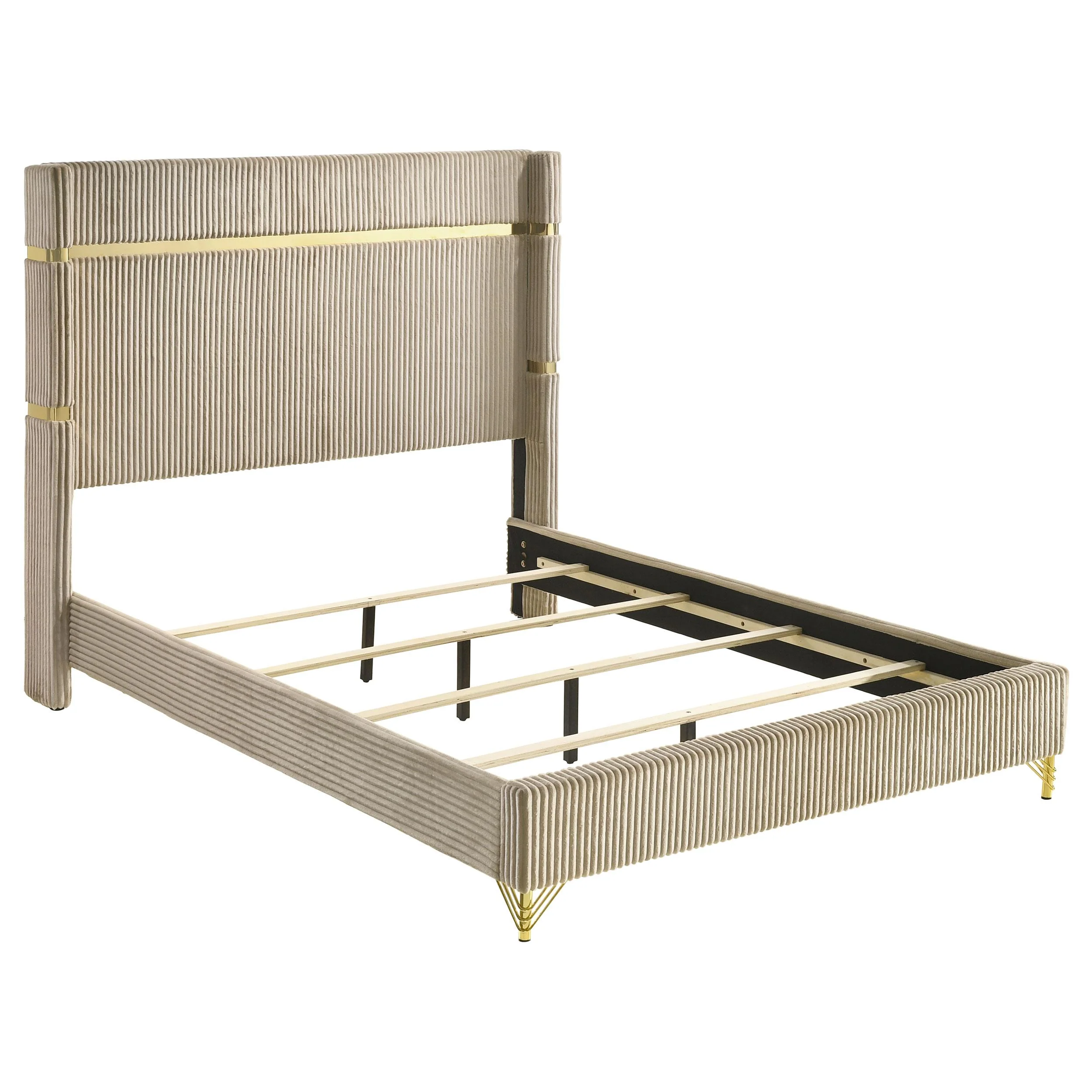 Coaster Furniture Lucia 224731KE 61-inch Upholstered Eastern King Wingback Bed - Beige - Image 1