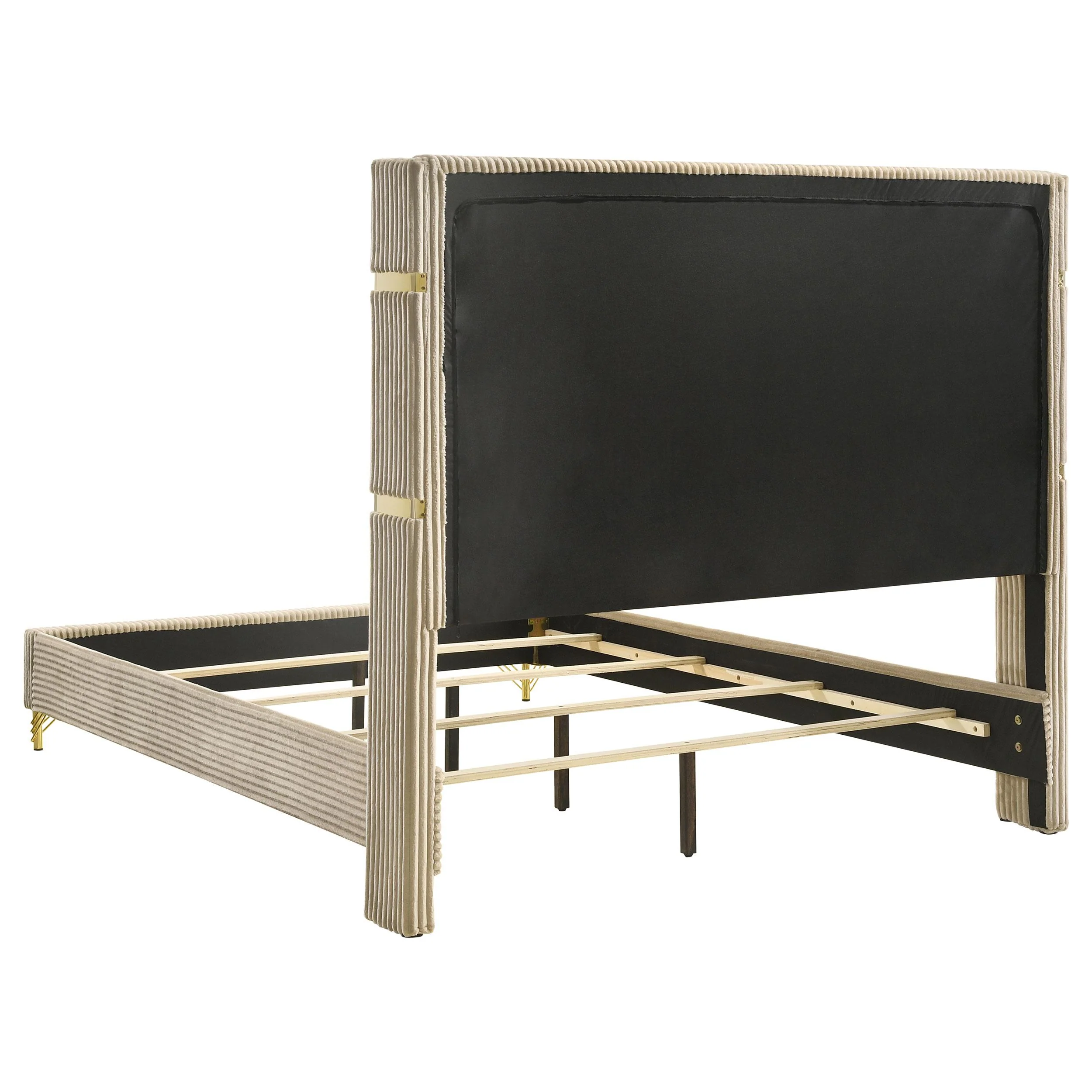 Coaster Furniture Lucia 224731KE 61-inch Upholstered Eastern King Wingback Bed - Beige - Image 3