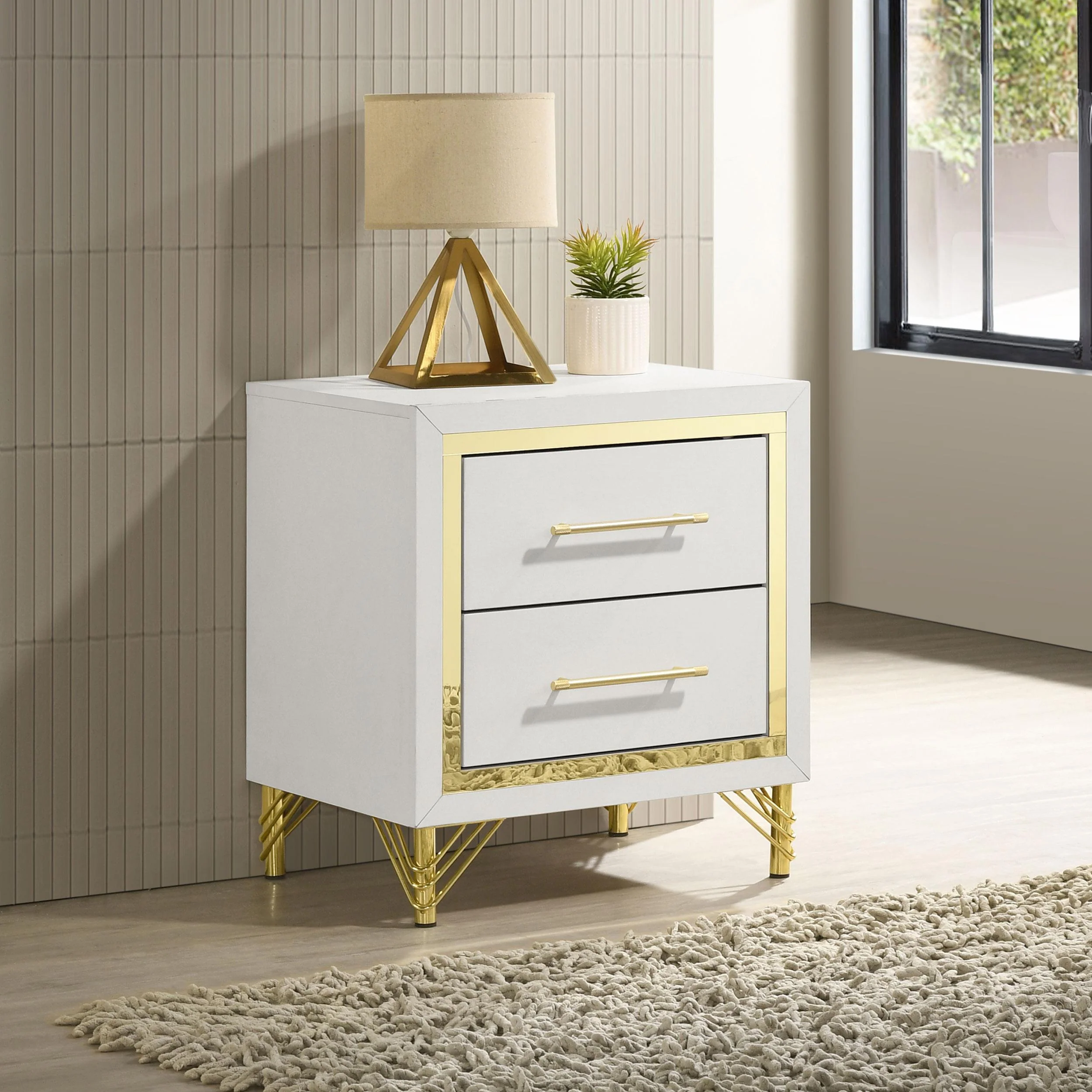 Coaster Furniture Lucia 224732 2-Drawer Nightstand Bedside Table - White - Image 2