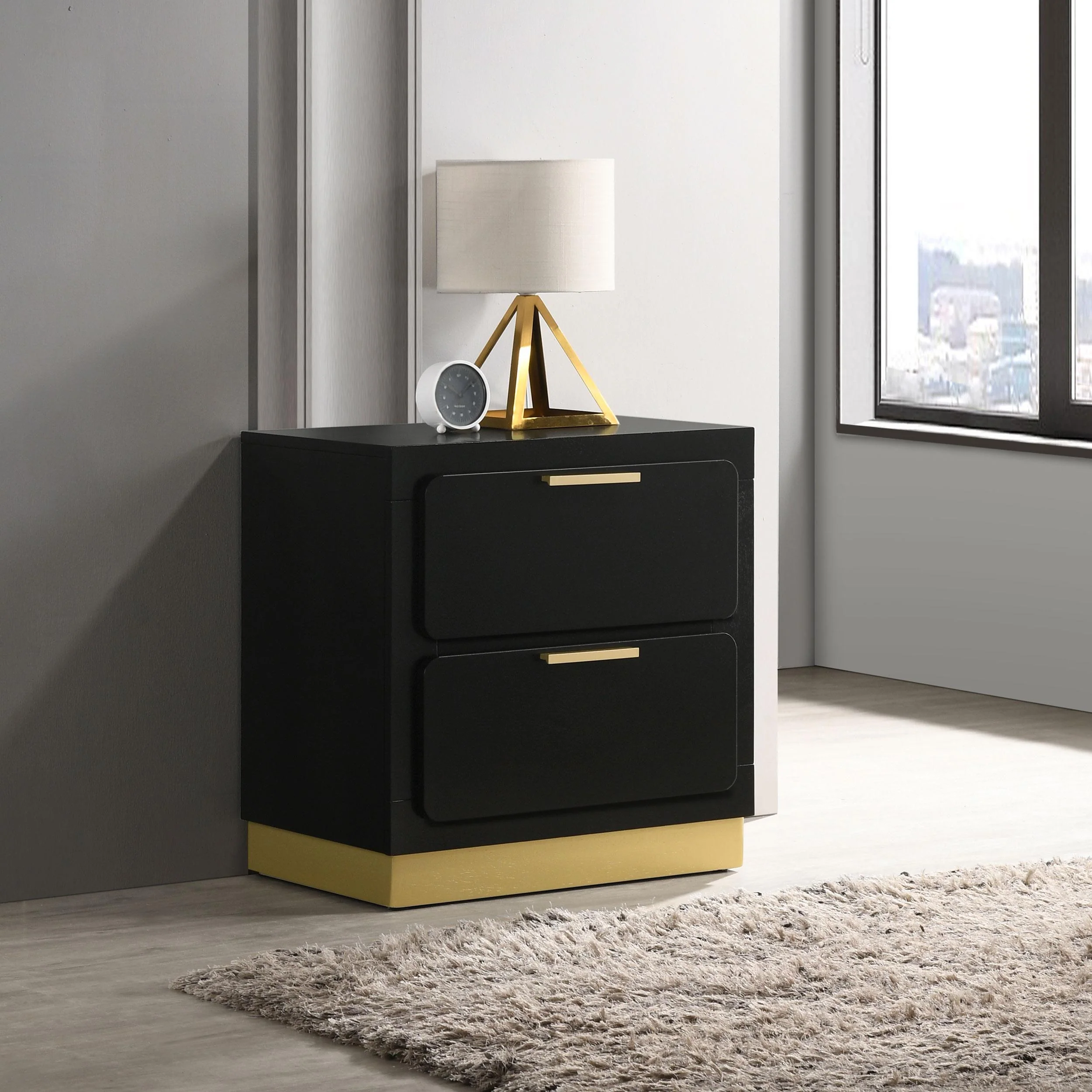 Coaster Furniture Caraway 224782 2-Drawer Nightstand - Black - Image 2