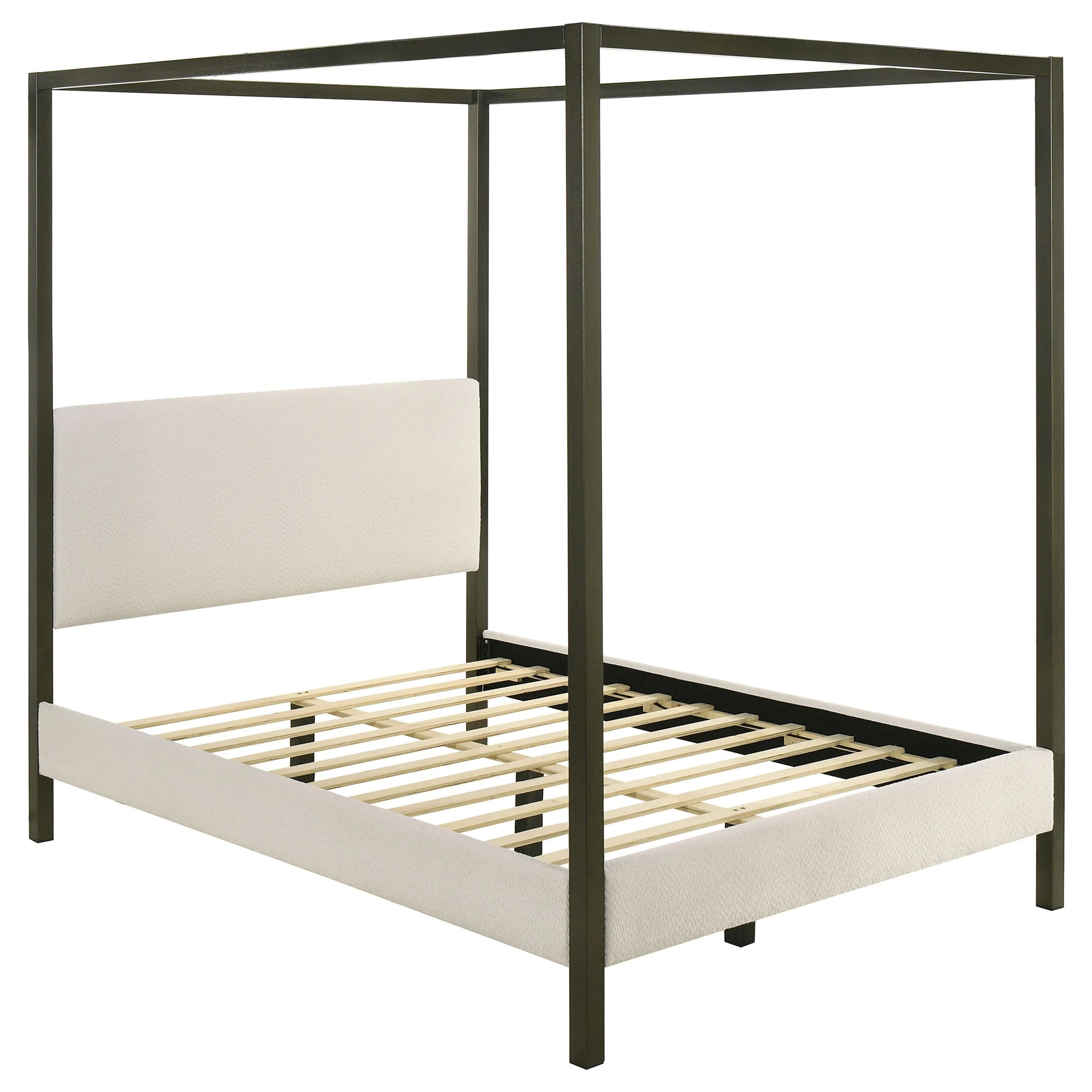 Coaster Furniture Monroe 300834KE Upholstered Eastern King Canopy Bed - Vanilla - Image 3