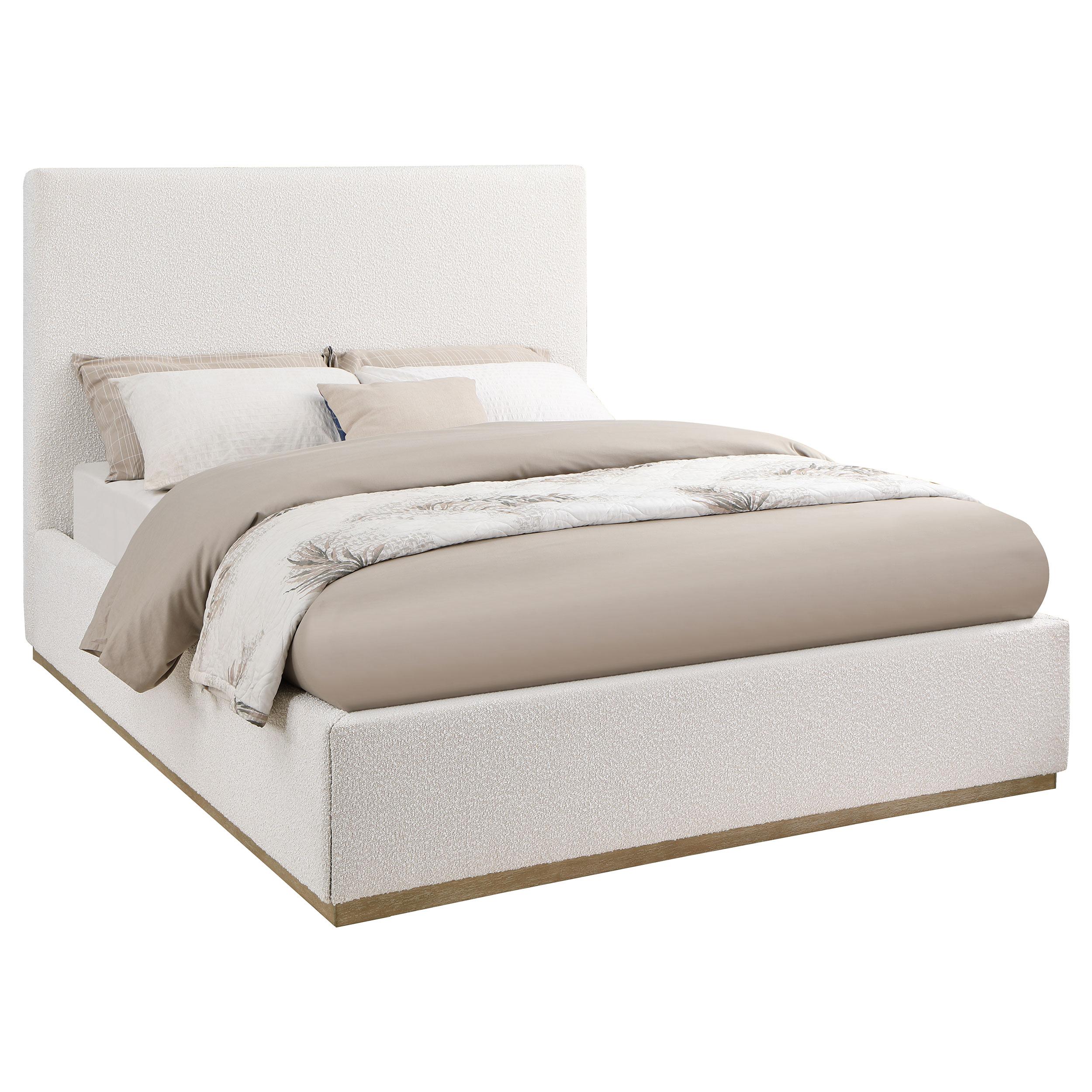 Coaster Furniture Knox 302053Q Upholstered Queen Panel Bed - Cream - Image 1