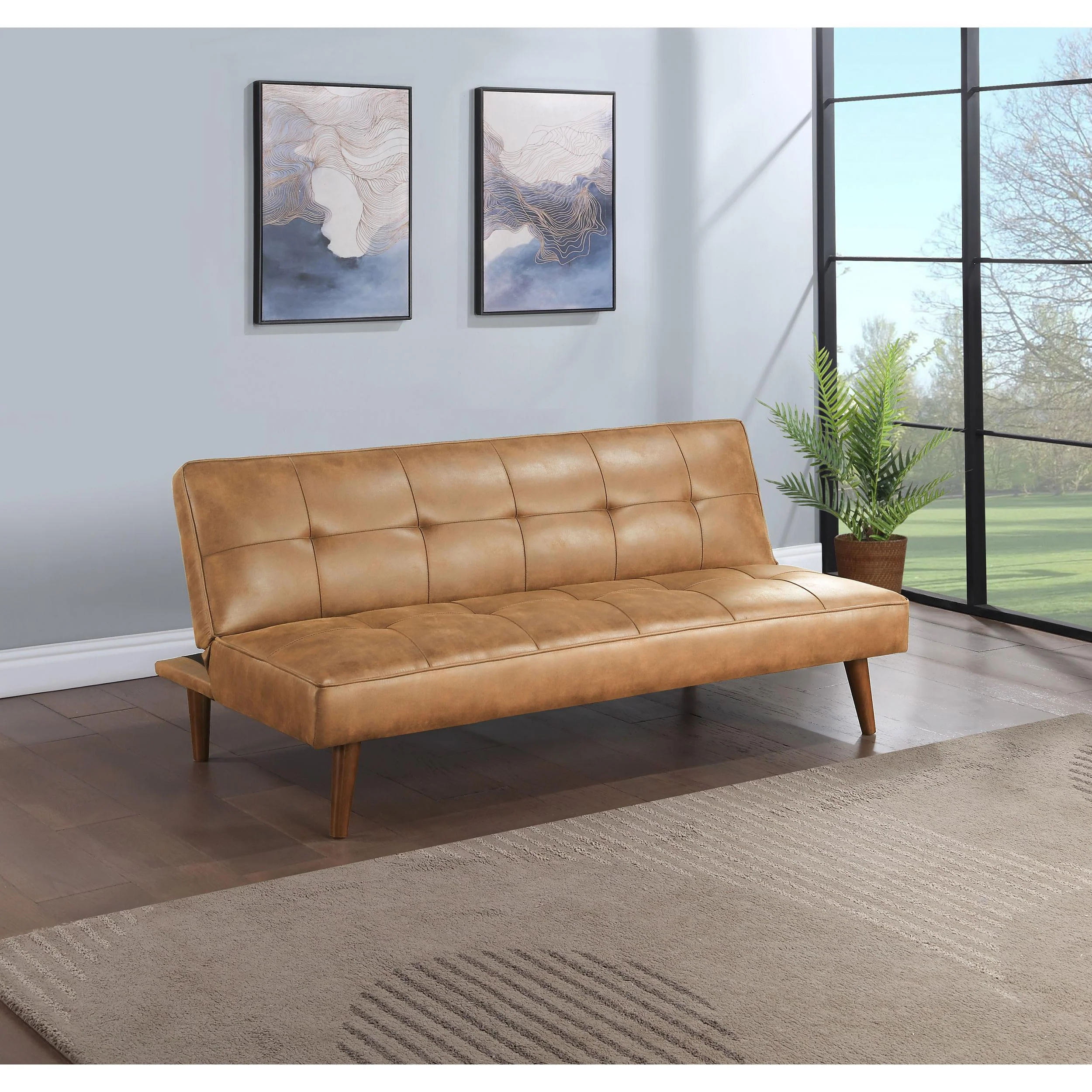 Coaster Furniture Jenson 360234 Upholstered Tufted Convertible Sofa Bed - Saddle Brown - Image 2