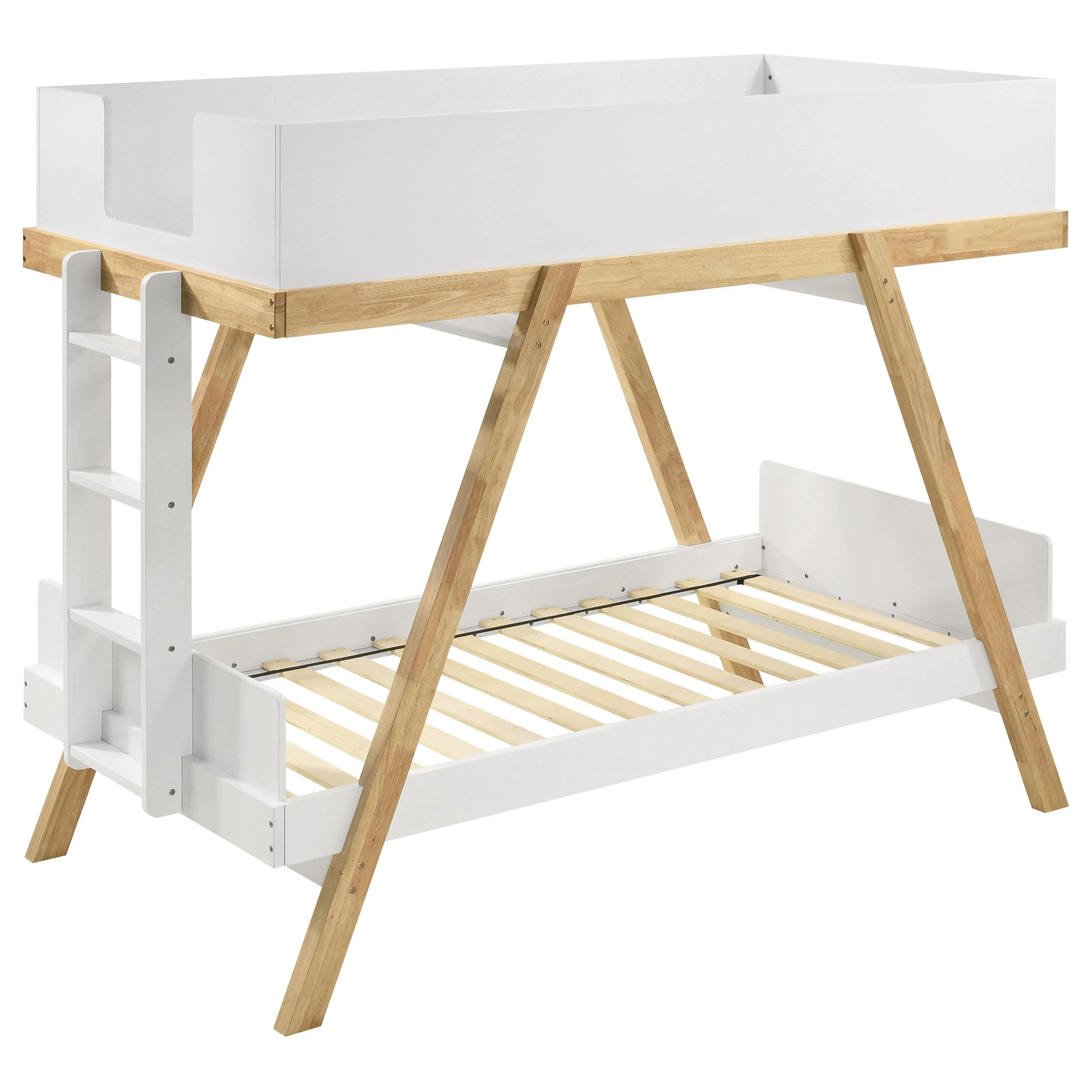 Coaster Furniture Frankie 460570T Wood Twin Over Twin Bunk Bed - White and Natural - Image 1