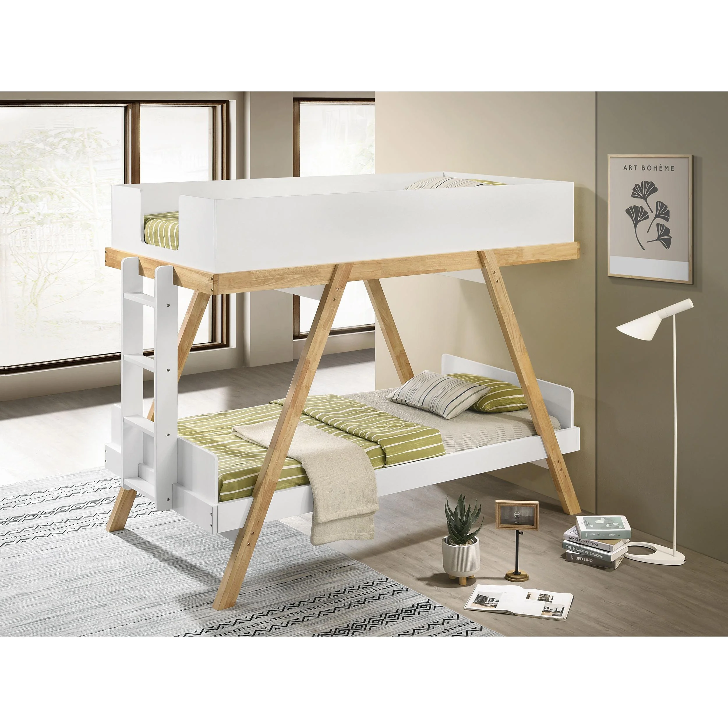 Coaster Furniture Frankie 460570T Wood Twin Over Twin Bunk Bed - White and Natural - Image 2