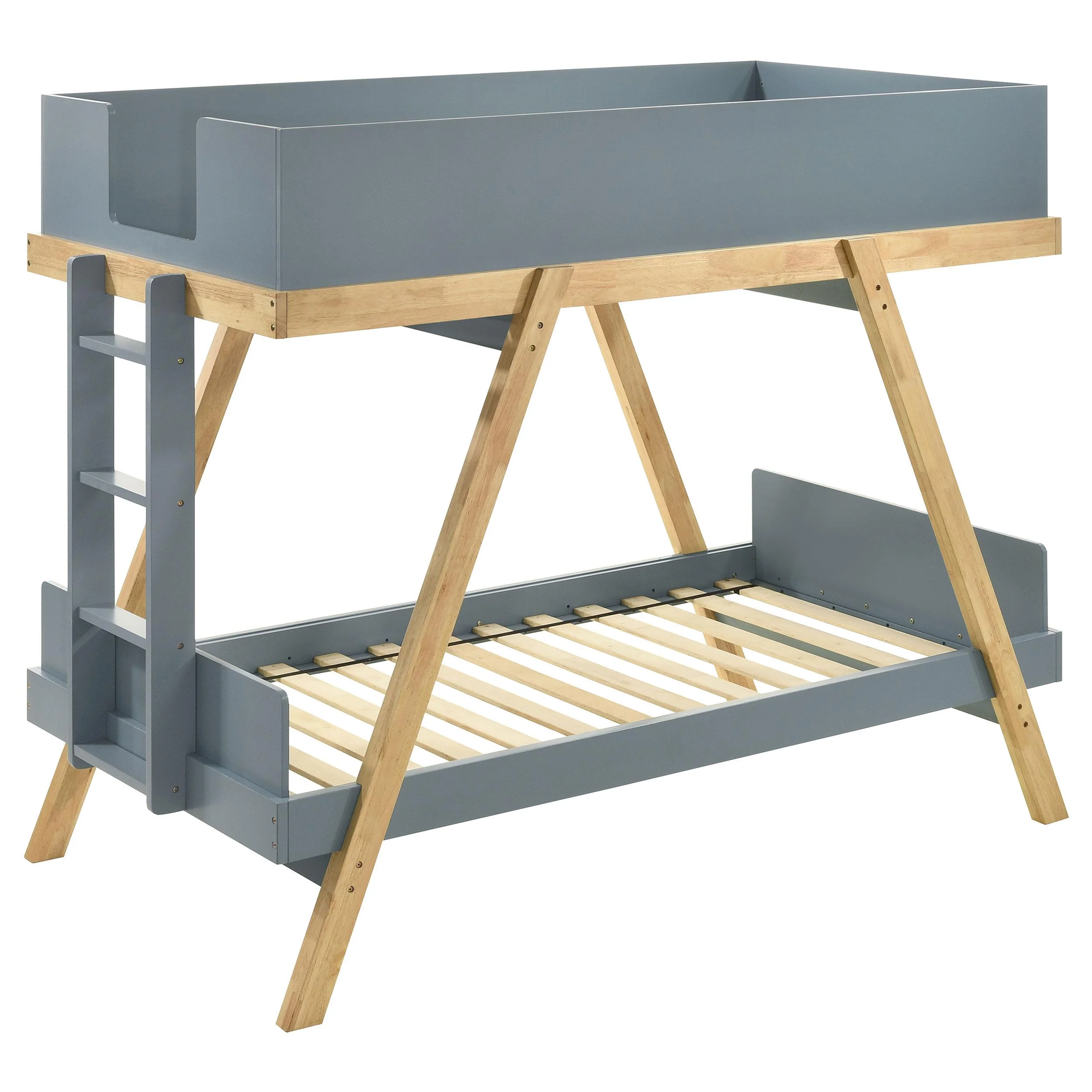 Coaster Furniture Frankie 460572T Wood Twin Over Twin Bunk Bed - Blue and Natural - Image 1