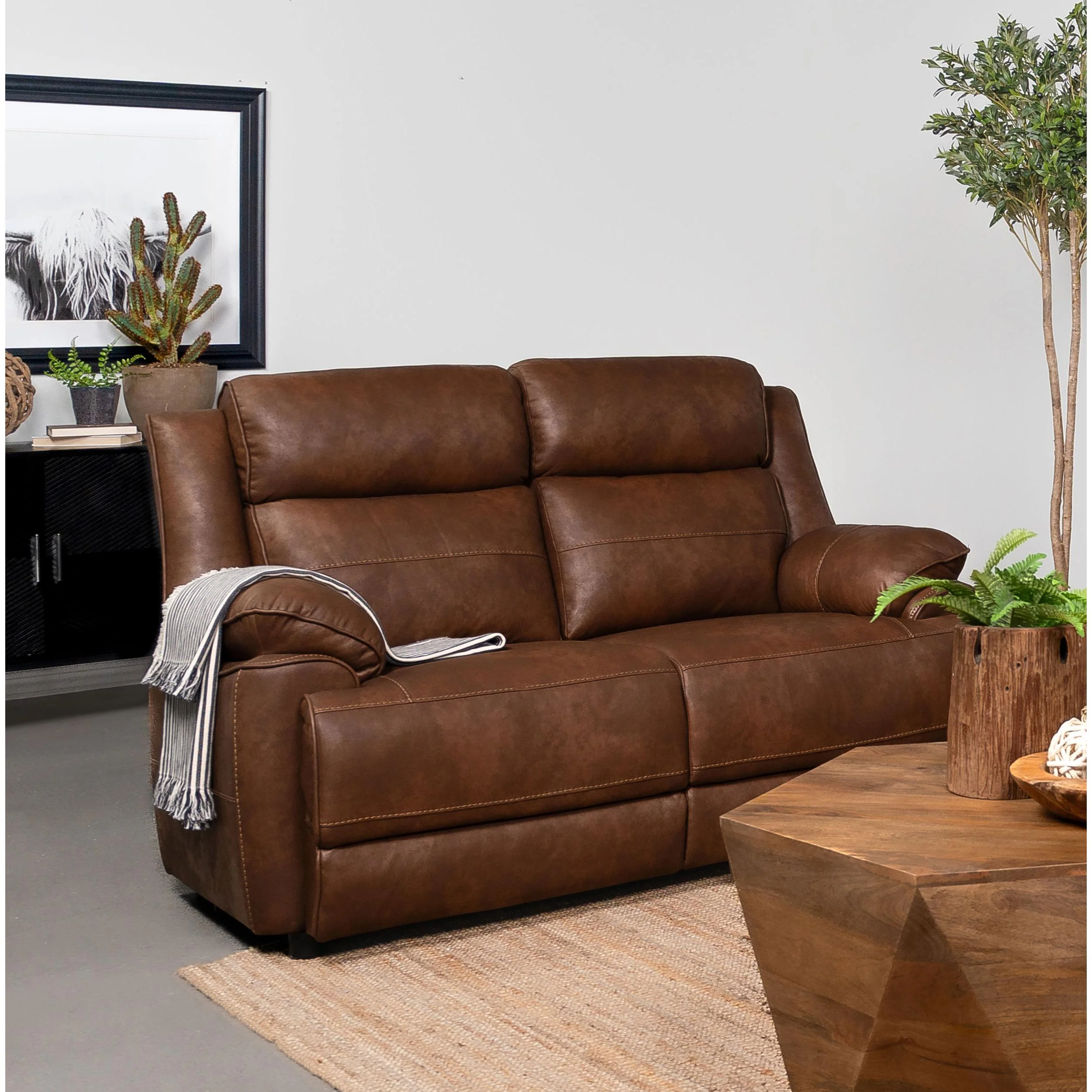 Coaster Furniture Ellington 508282 Upholstered Padded Arm Loveseat - Dark Brown - Image 2